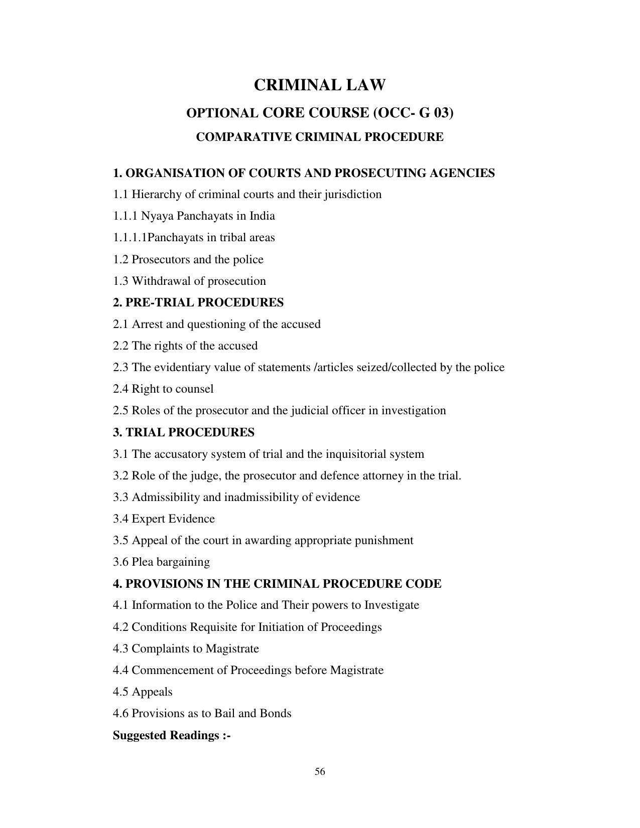 RTMNU Post Graduate Teaching Department of Law of MASTER OF LAWS (CBCS) (LL.M. PROGRAM) Syllabus. - Page 56