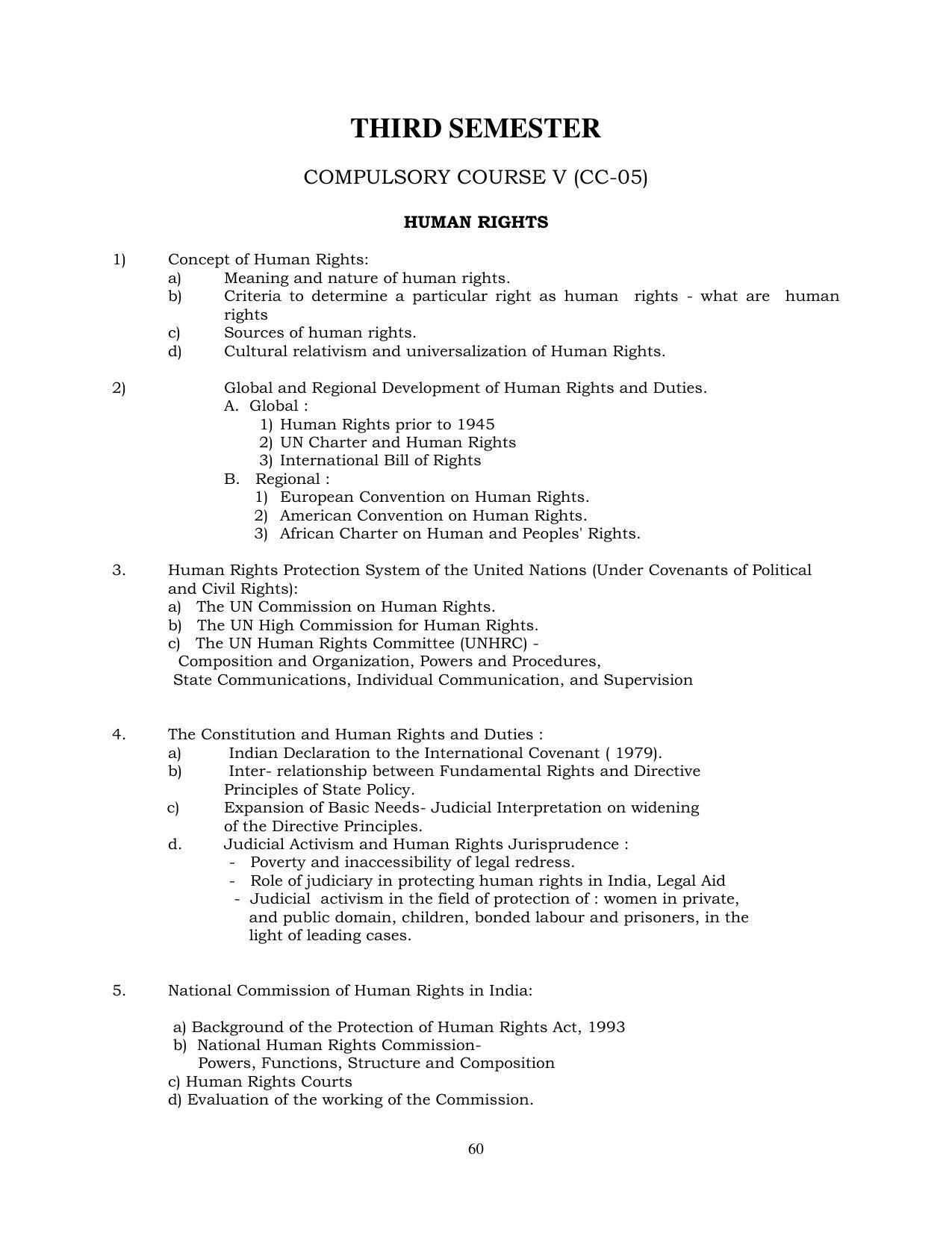 RTMNU Post Graduate Teaching Department of Law of MASTER OF LAWS (CBCS) (LL.M. PROGRAM) Syllabus. - Page 60