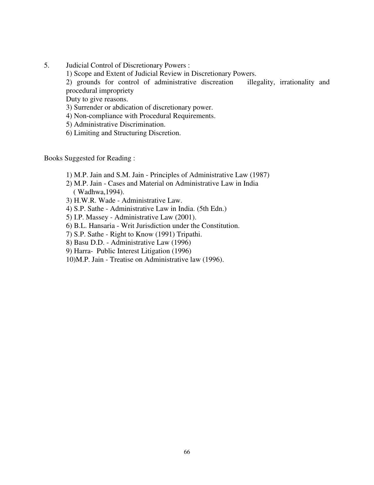 RTMNU Post Graduate Teaching Department of Law of MASTER OF LAWS (CBCS) (LL.M. PROGRAM) Syllabus. - Page 66