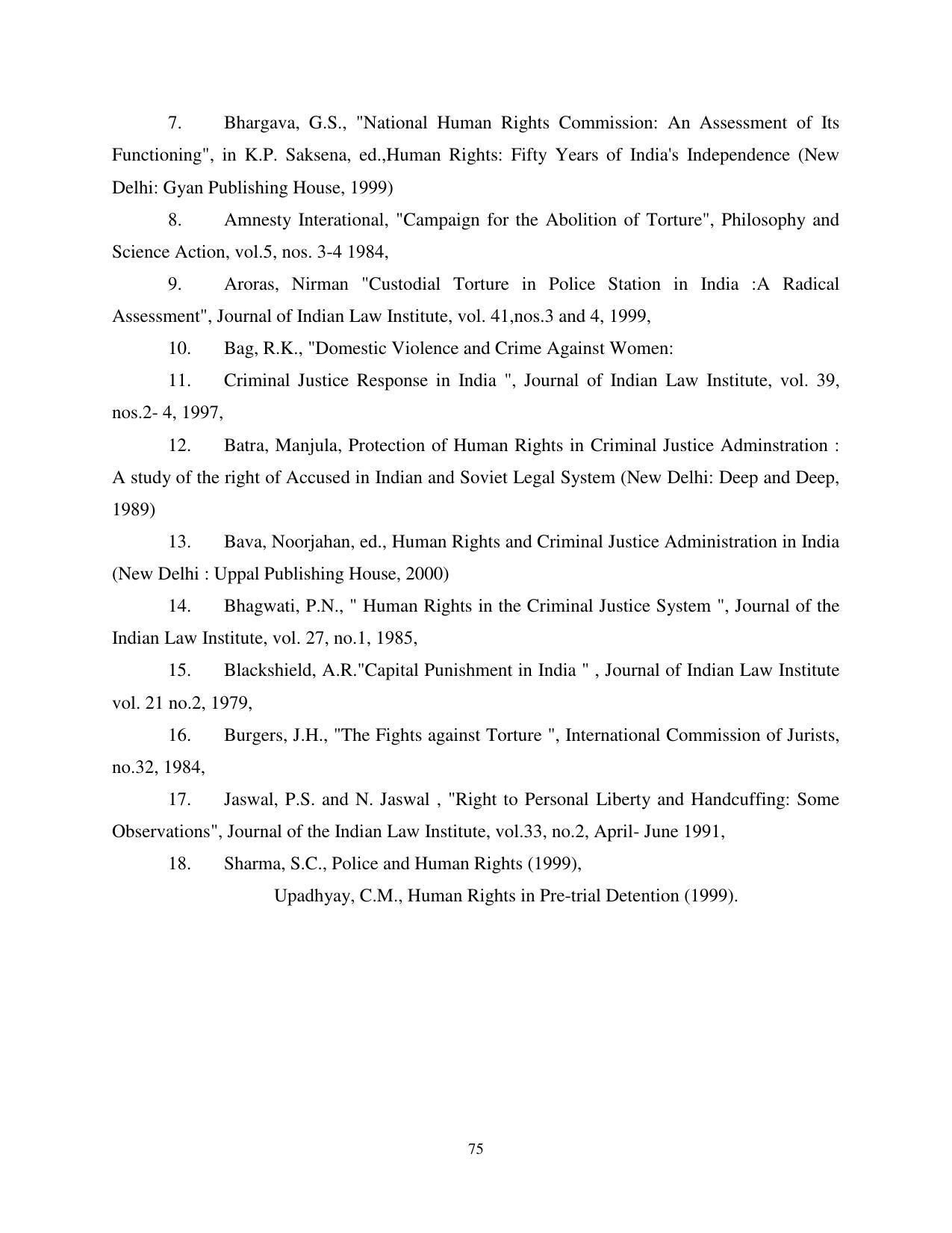 RTMNU Post Graduate Teaching Department of Law of MASTER OF LAWS (CBCS) (LL.M. PROGRAM) Syllabus. - Page 75