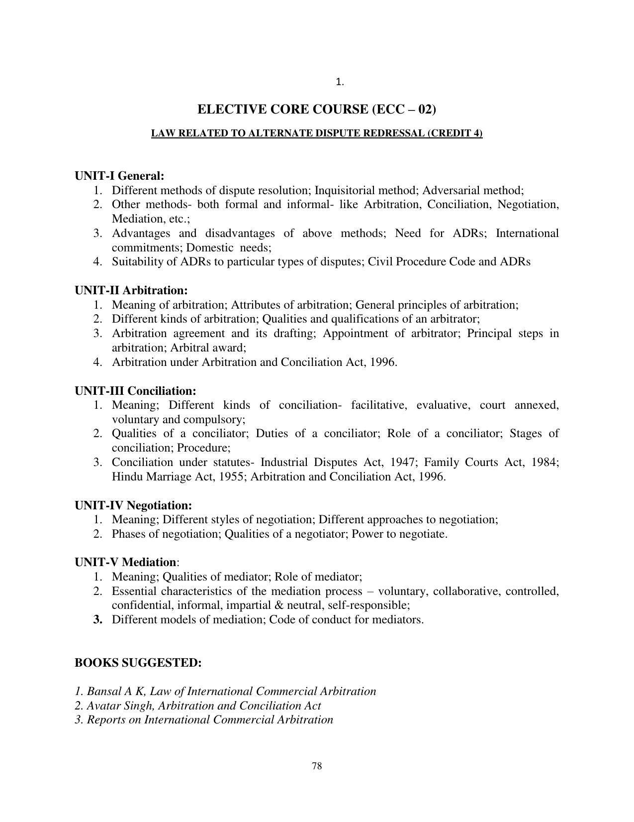 RTMNU Post Graduate Teaching Department of Law of MASTER OF LAWS (CBCS) (LL.M. PROGRAM) Syllabus. - Page 78