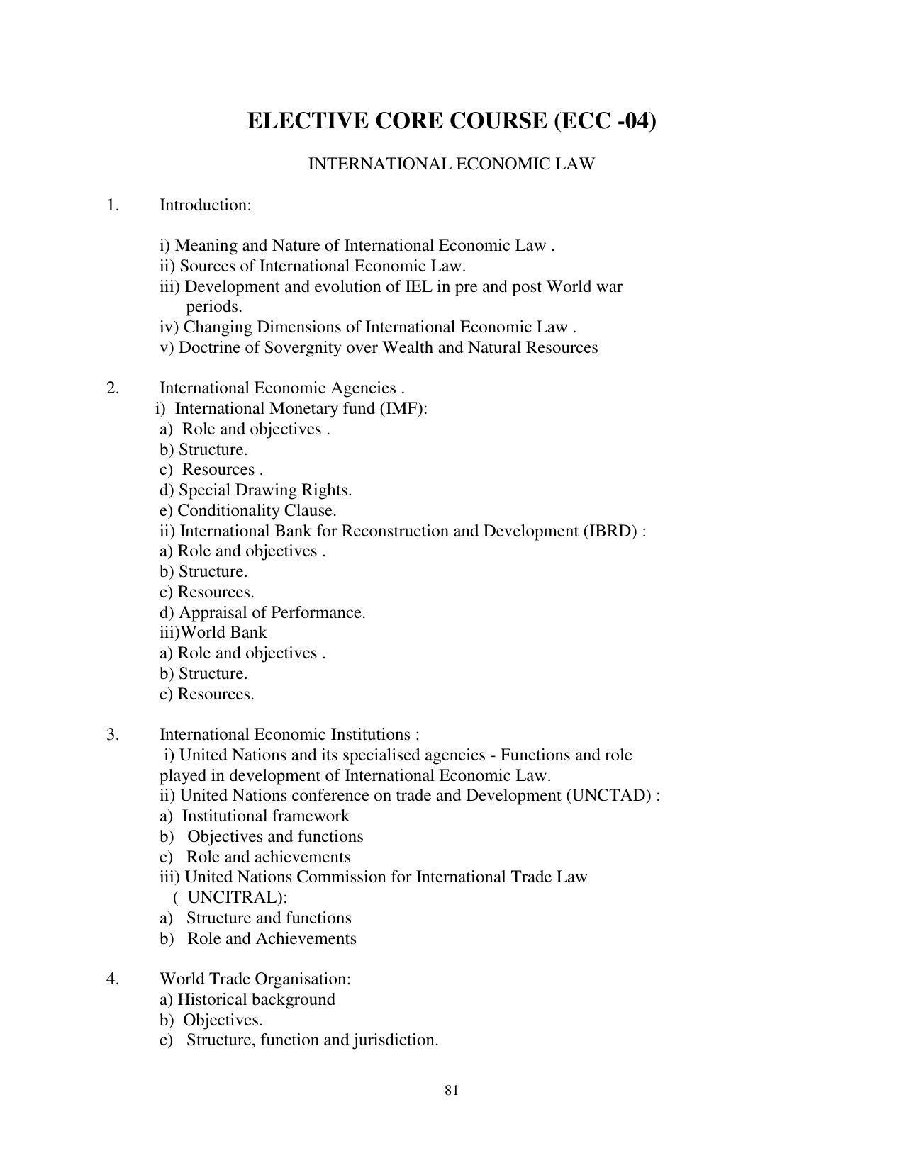 RTMNU Post Graduate Teaching Department of Law of MASTER OF LAWS (CBCS) (LL.M. PROGRAM) Syllabus. - Page 81