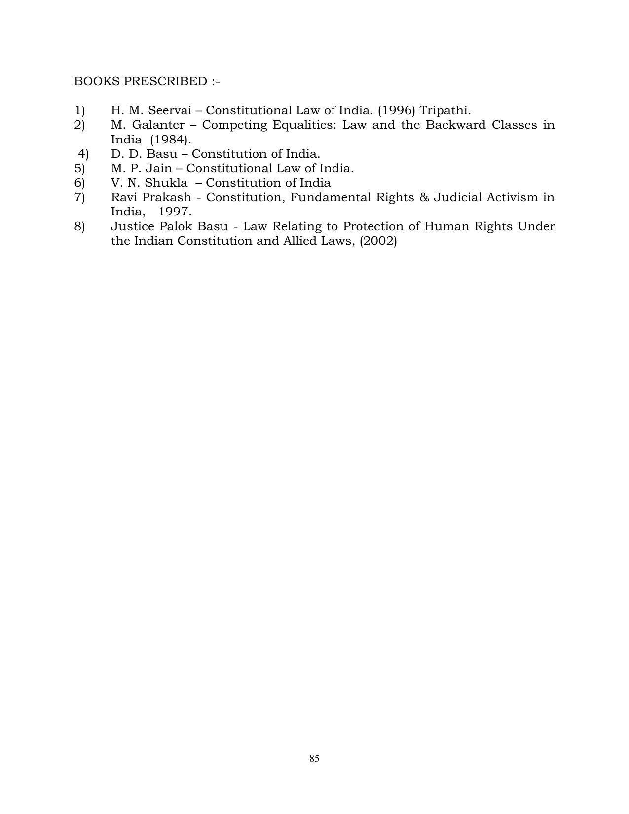 RTMNU Post Graduate Teaching Department of Law of MASTER OF LAWS (CBCS) (LL.M. PROGRAM) Syllabus. - Page 85