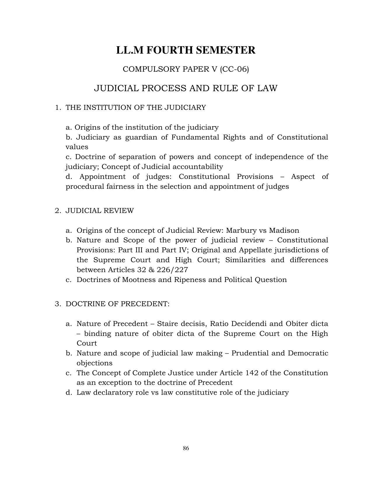 RTMNU Post Graduate Teaching Department of Law of MASTER OF LAWS (CBCS) (LL.M. PROGRAM) Syllabus. - Page 86