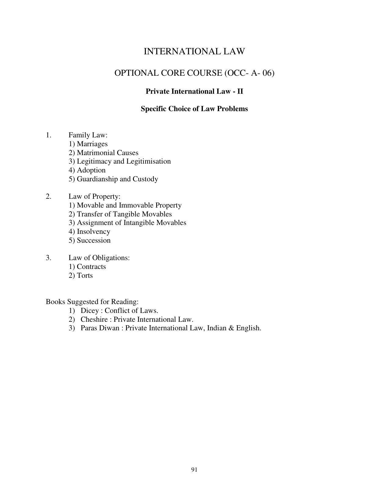 RTMNU Post Graduate Teaching Department of Law of MASTER OF LAWS (CBCS) (LL.M. PROGRAM) Syllabus. - Page 91