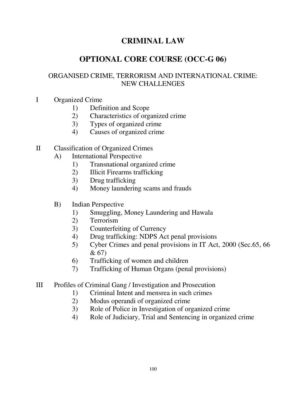 RTMNU Post Graduate Teaching Department of Law of MASTER OF LAWS (CBCS) (LL.M. PROGRAM) Syllabus. - Page 100