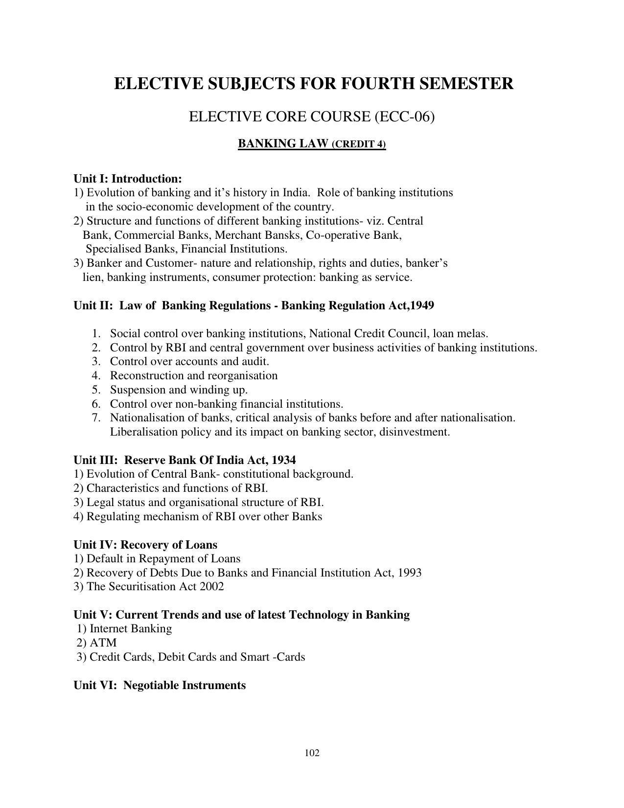 RTMNU Post Graduate Teaching Department of Law of MASTER OF LAWS (CBCS) (LL.M. PROGRAM) Syllabus. - Page 102
