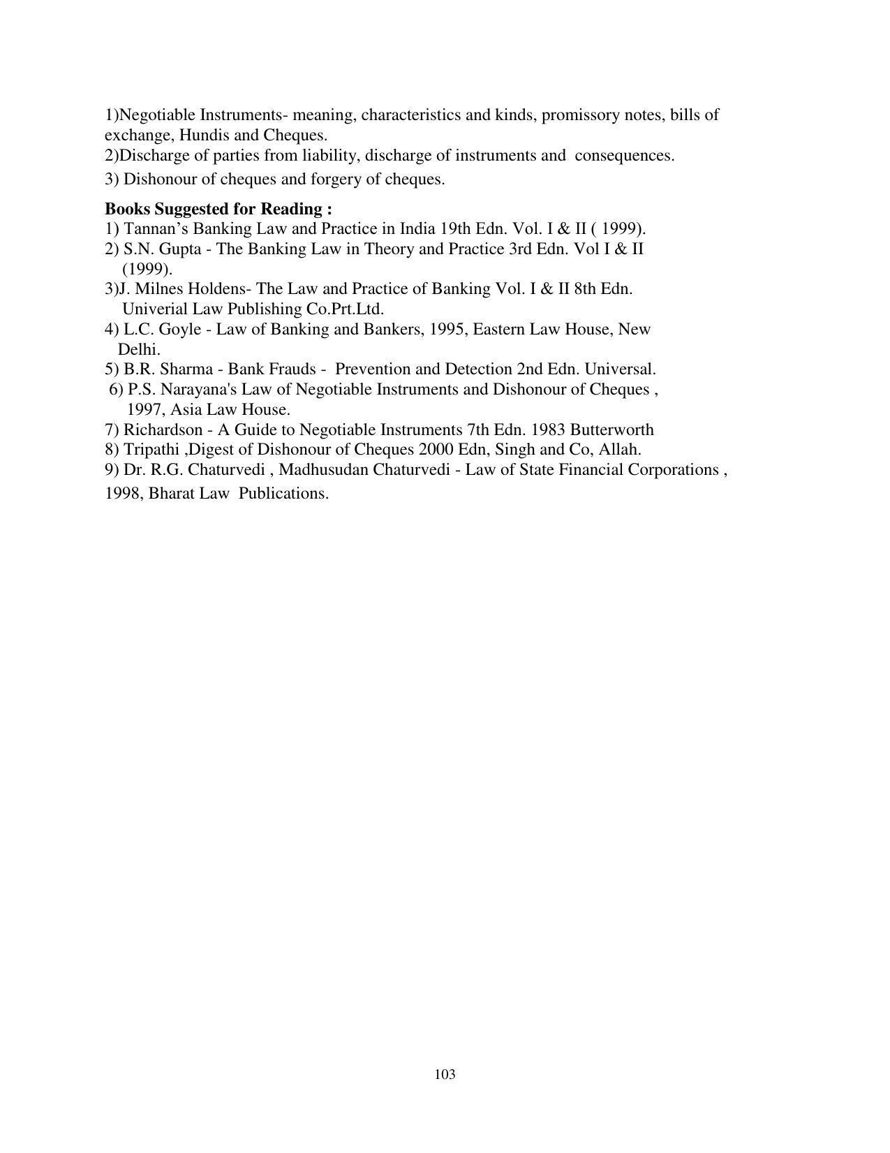 RTMNU Post Graduate Teaching Department of Law of MASTER OF LAWS (CBCS) (LL.M. PROGRAM) Syllabus. - Page 103