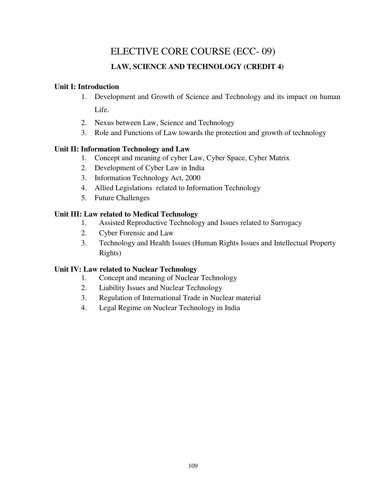 RTMNU Post Graduate Teaching Department of Law of MASTER OF LAWS (CBCS) (LL.M. PROGRAM) Syllabus. - Page 109