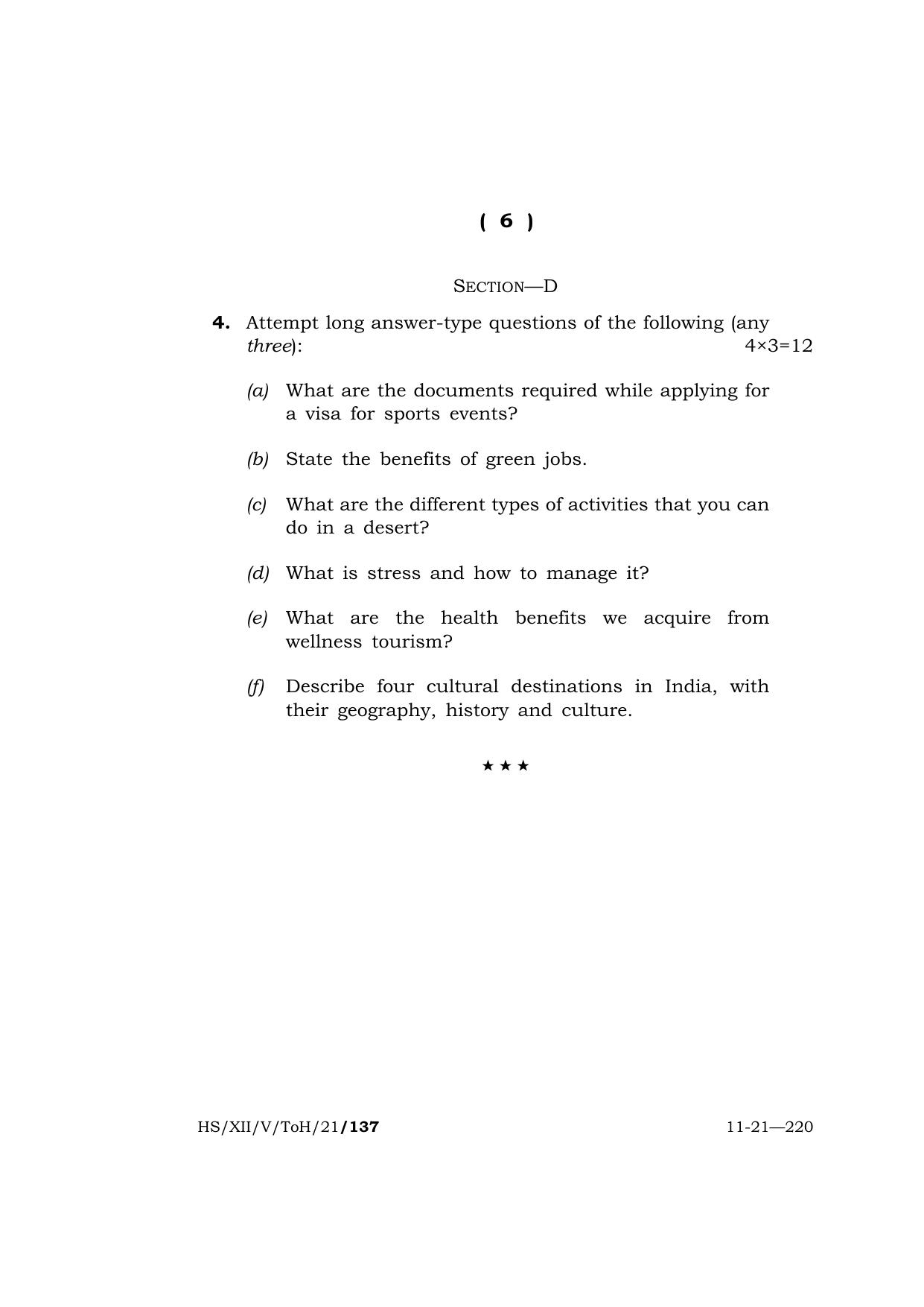 Meghalaya Board (MBOSE) Class 12 TOURISM AND HOSPITALITY  (HS-XII-V-ToH-21) 2021 Question Paper - Page 6