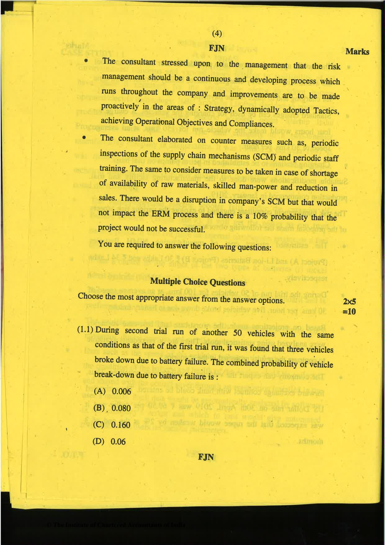 CA Final Nov 2019 Question Paper -Paper 6A – Risk Management - Page 4
