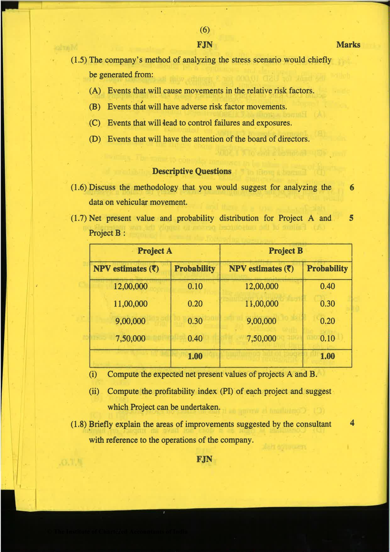 CA Final Nov 2019 Question Paper -Paper 6A – Risk Management - Page 6