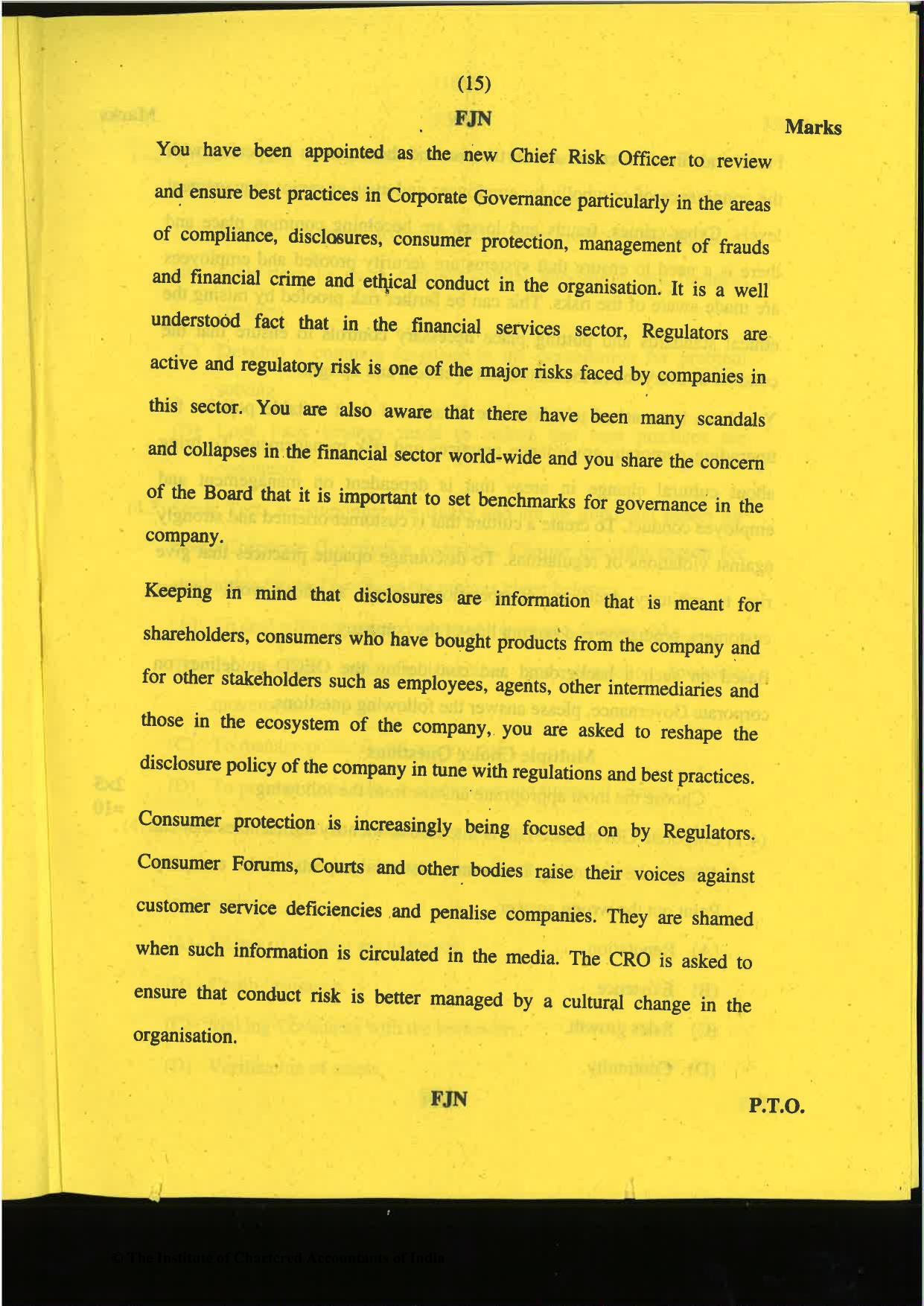 CA Final Nov 2019 Question Paper -Paper 6A – Risk Management - Page 15