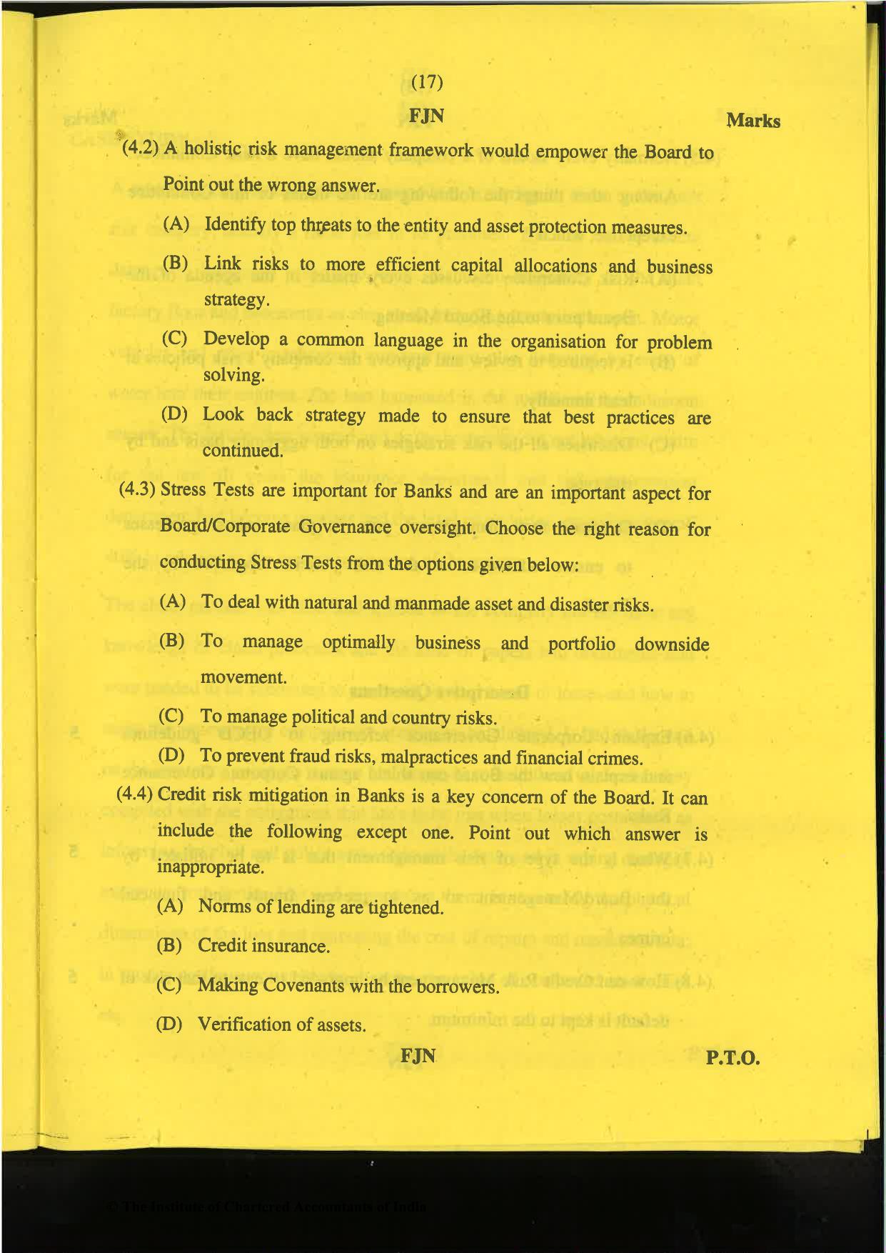 CA Final Nov 2019 Question Paper -Paper 6A – Risk Management - Page 17