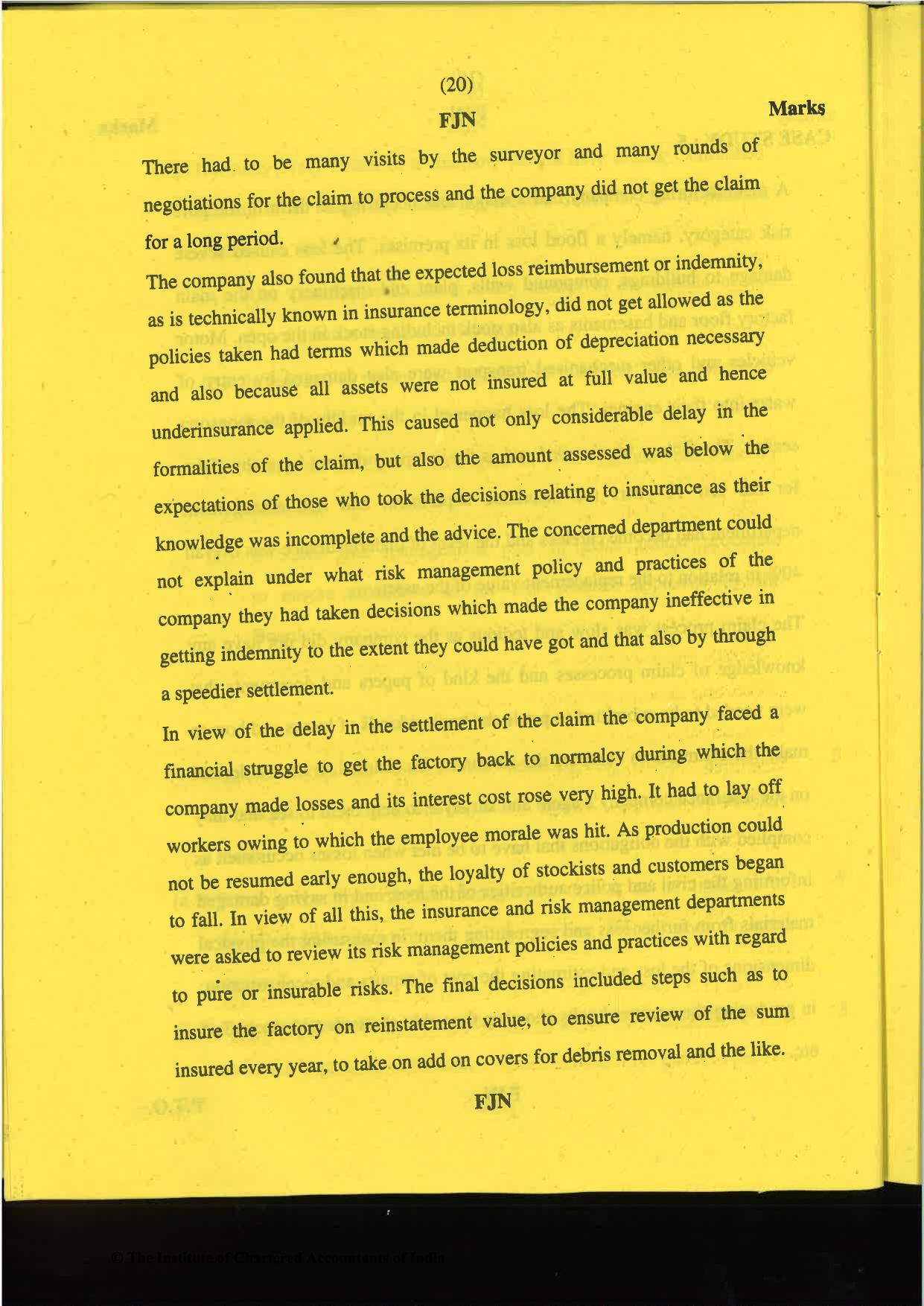CA Final Nov 2019 Question Paper -Paper 6A – Risk Management - Page 20