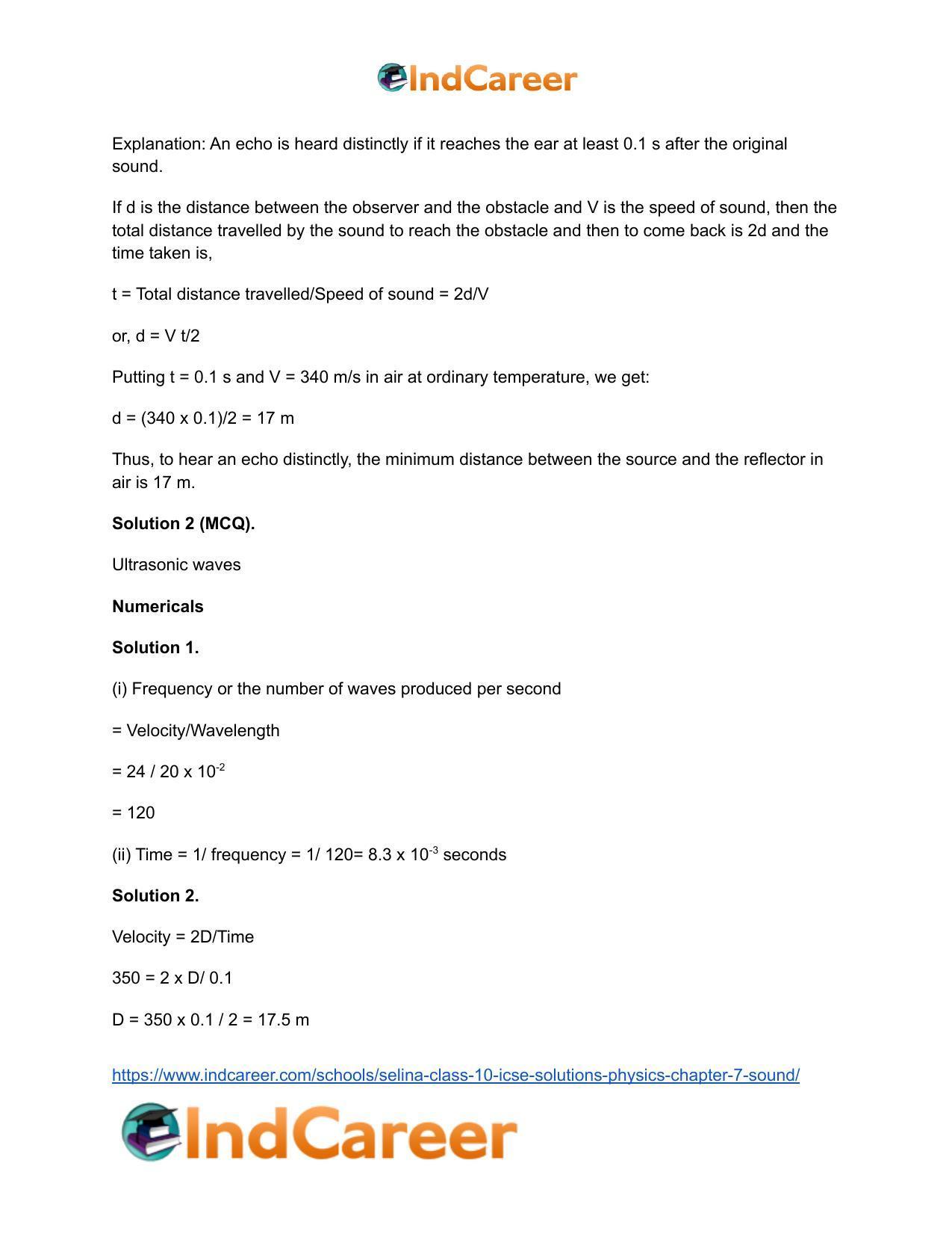 Selina Class 10 ICSE Solutions Physics : Chapter 7- Sound - Page 5
