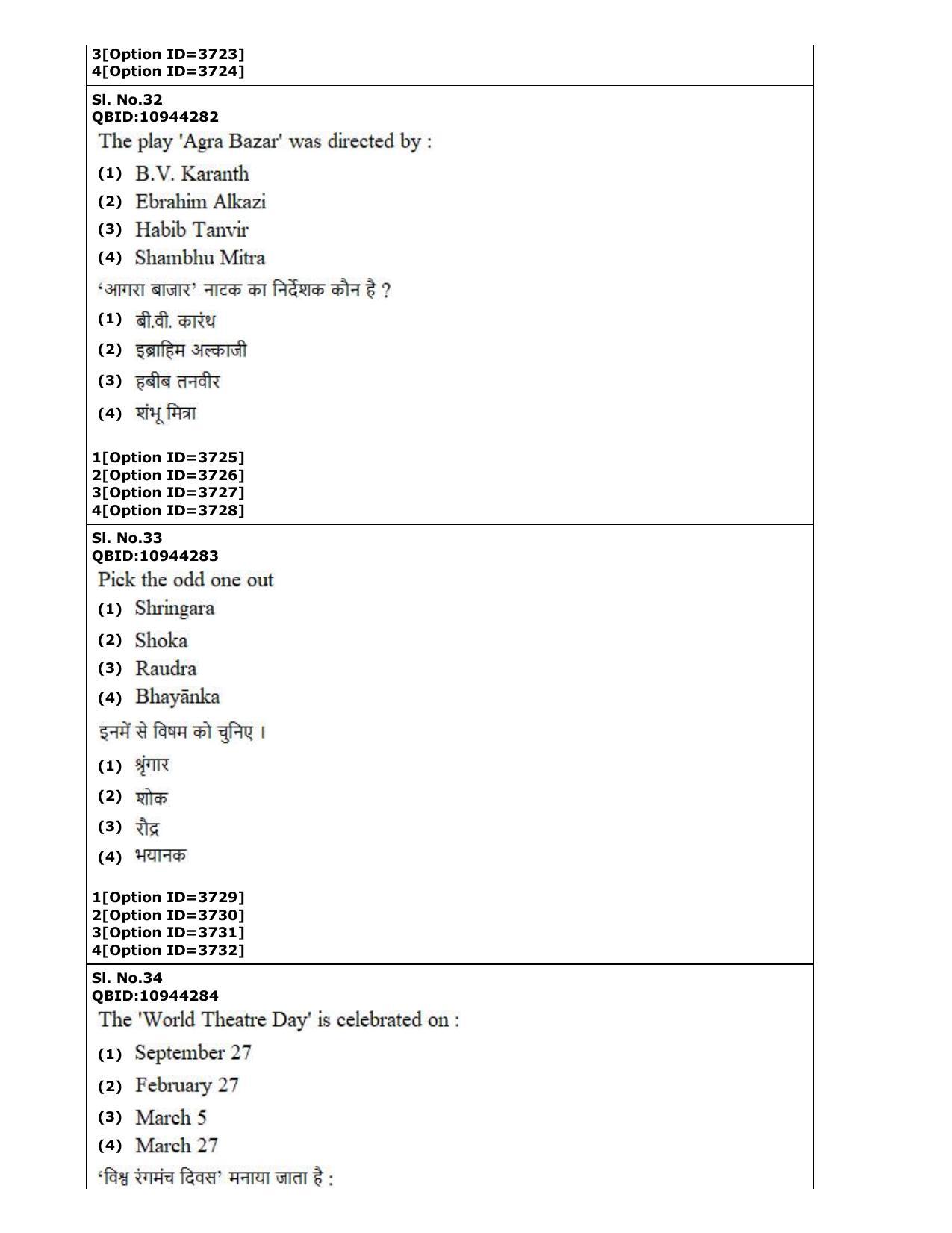 CUET (PG) 2022: PGQP-13 B. Theatre (2-09-2022) Question Paper - Page 19
