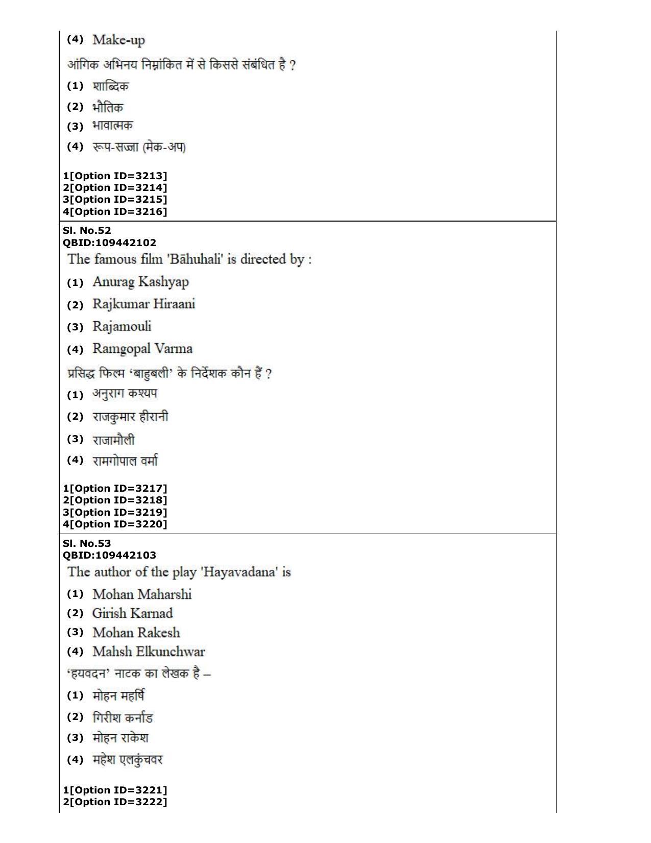 CUET (PG) 2022: PGQP-13 B. Theatre (2-09-2022) Question Paper - Page 28