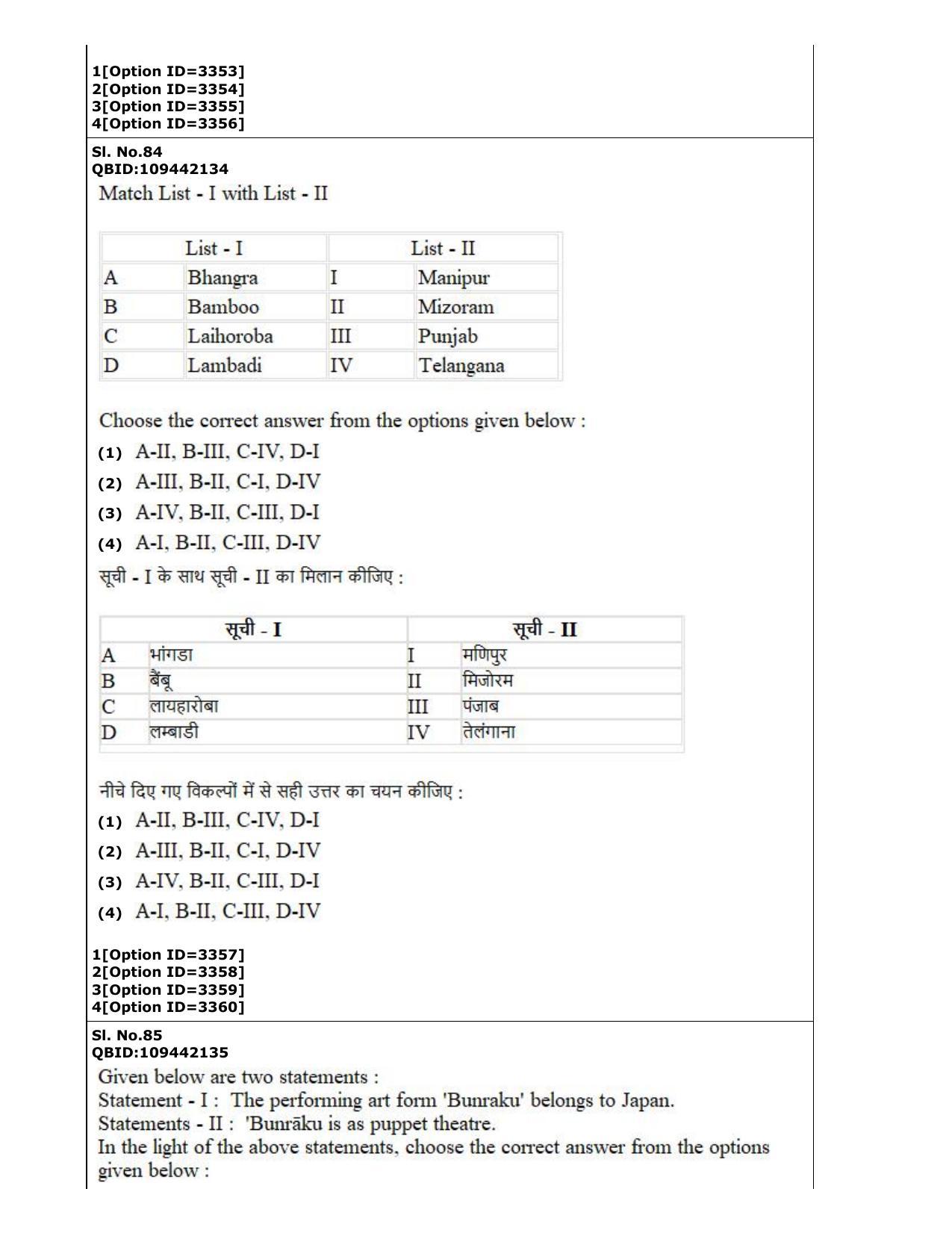 CUET (PG) 2022: PGQP-13 B. Theatre (2-09-2022) Question Paper - Page 46
