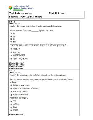 CUET (PG) 2022: PGQP-13 B. Theatre (2-09-2022) Question Paper