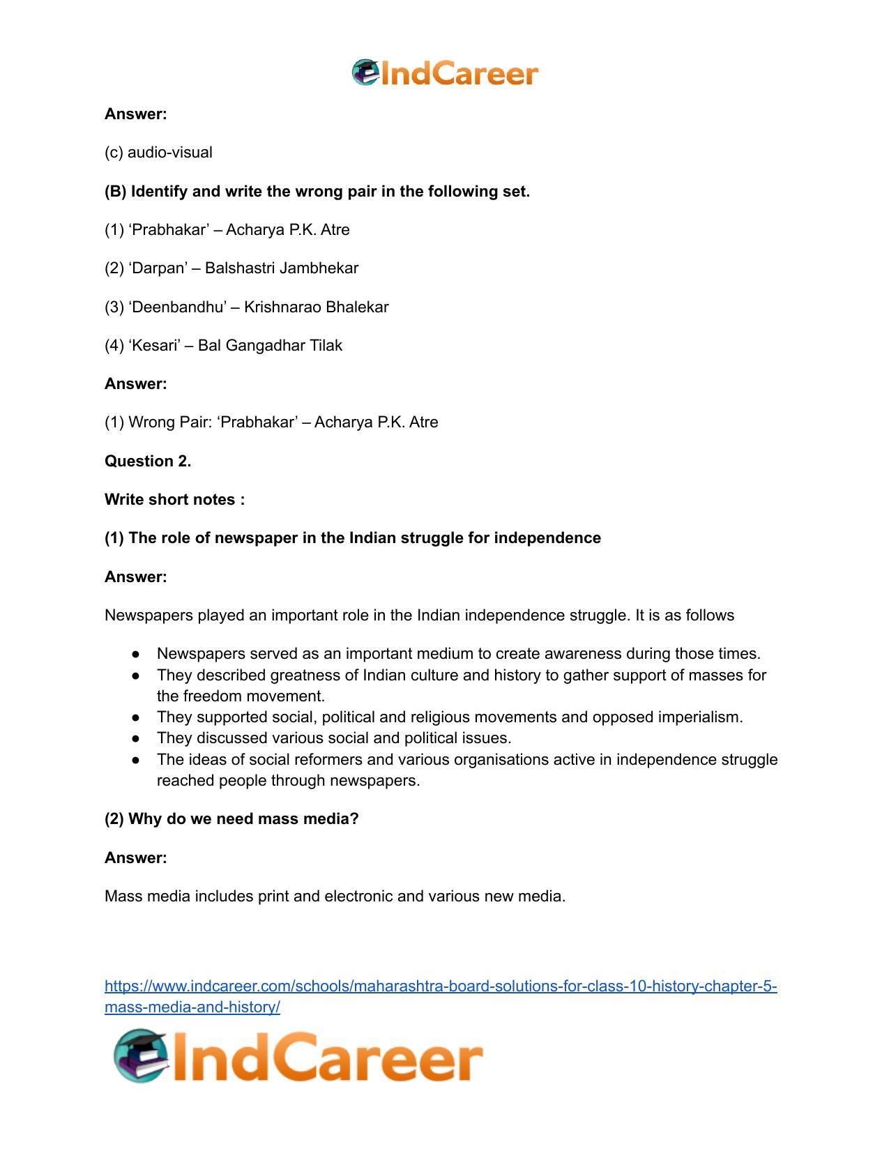Maharashtra Board Solutions for Class 10- History: Chapter 5- Mass Media and History - Page 3