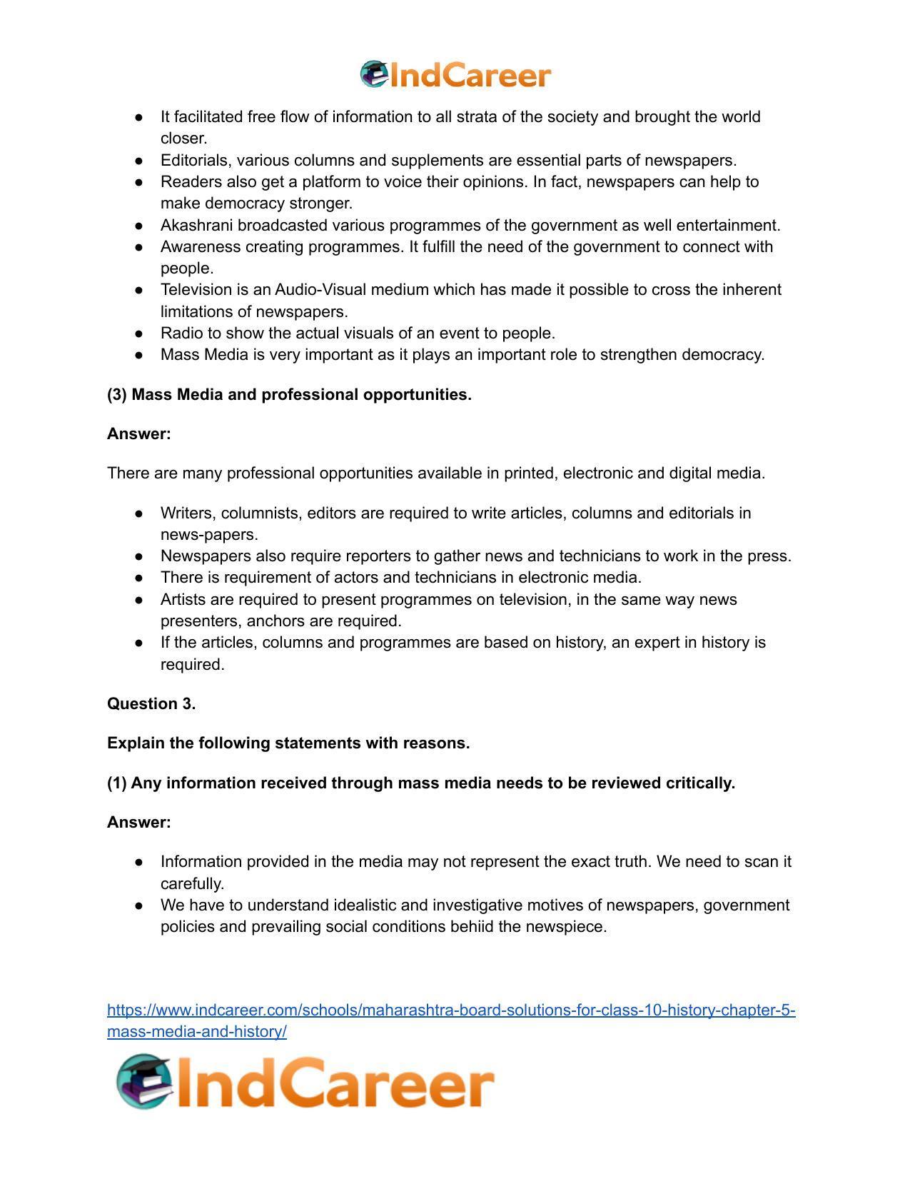 Maharashtra Board Solutions for Class 10- History: Chapter 5- Mass Media and History - Page 4