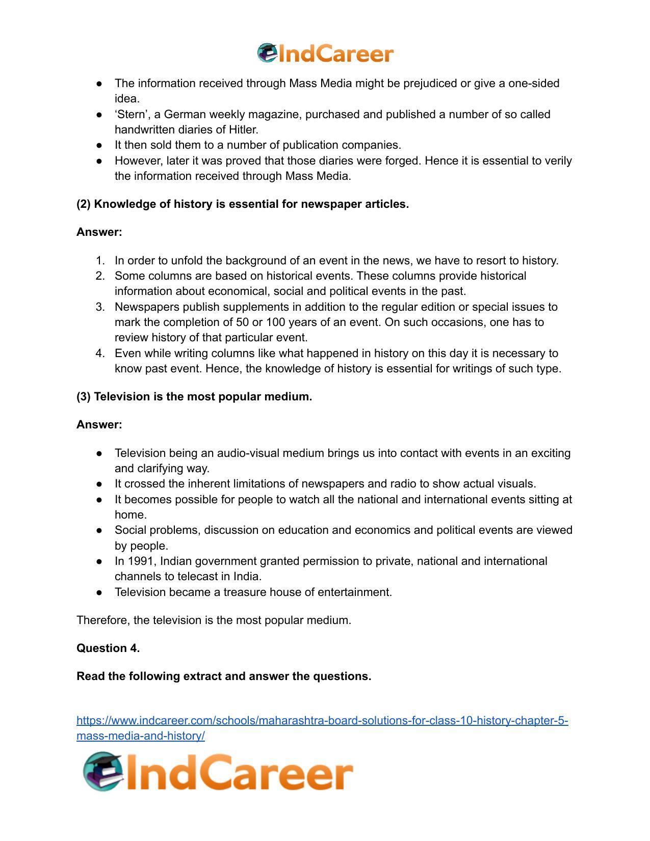 Maharashtra Board Solutions for Class 10- History: Chapter 5- Mass Media and History - Page 5