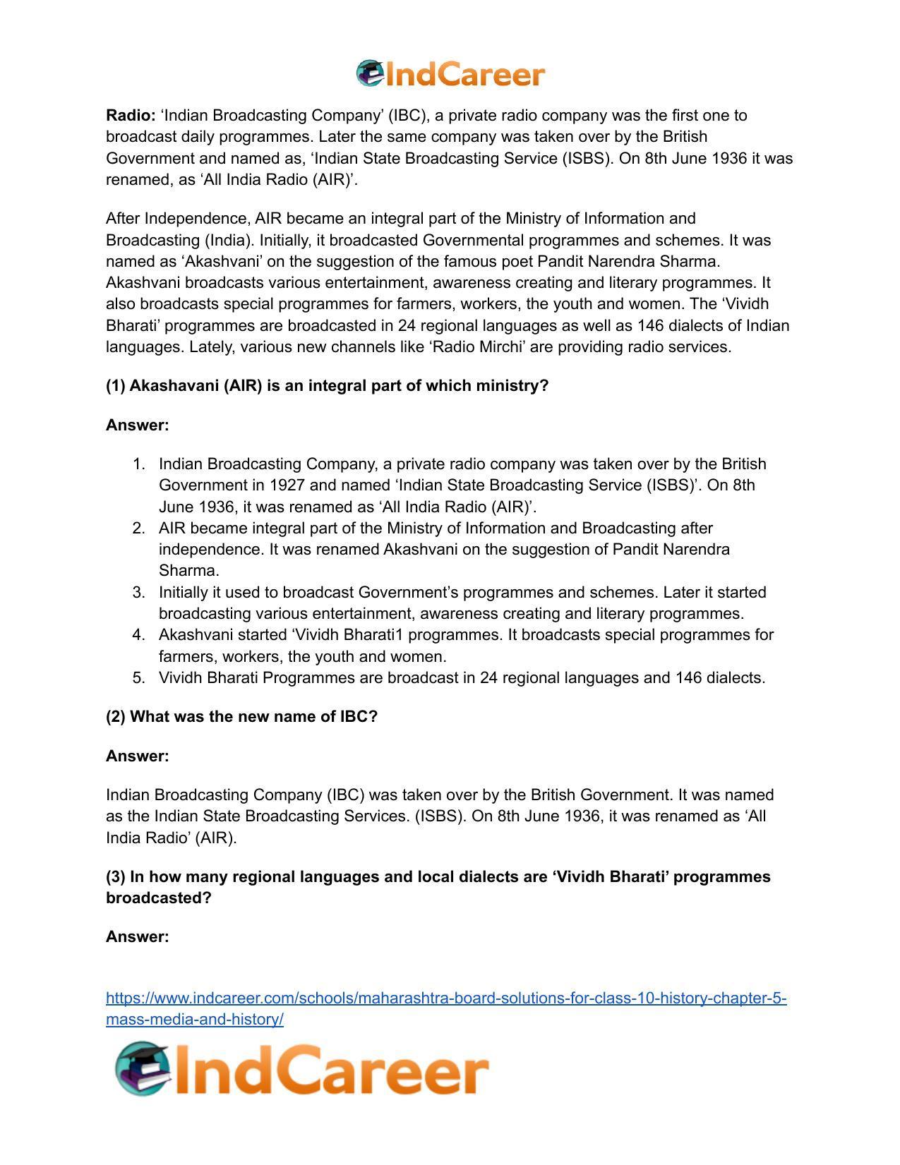 Maharashtra Board Solutions for Class 10- History: Chapter 5- Mass Media and History - Page 6