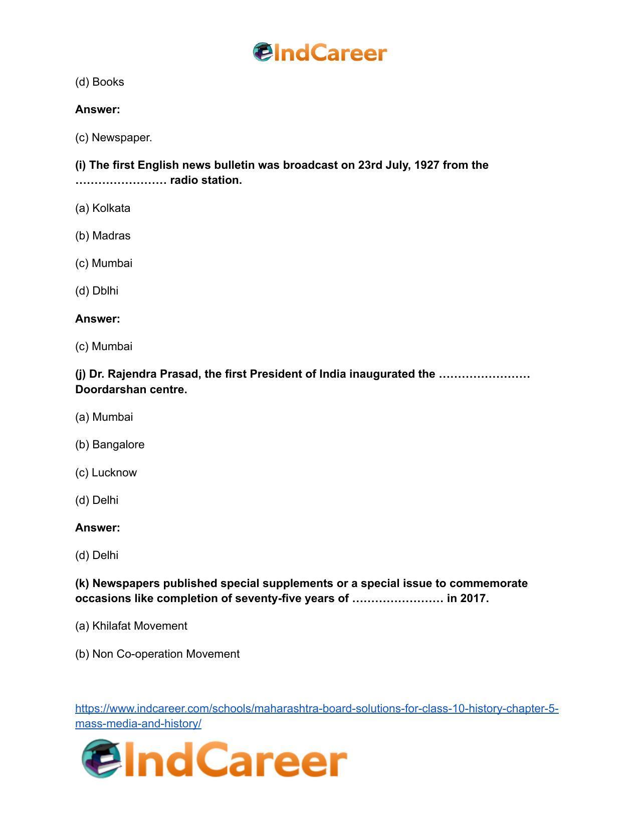 Maharashtra Board Solutions for Class 10- History: Chapter 5- Mass Media and History - Page 12