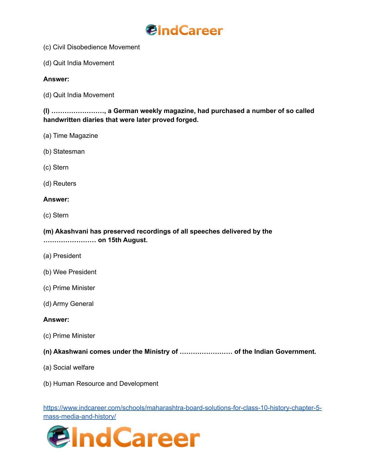 Maharashtra Board Solutions for Class 10- History: Chapter 5- Mass Media and History - Page 13