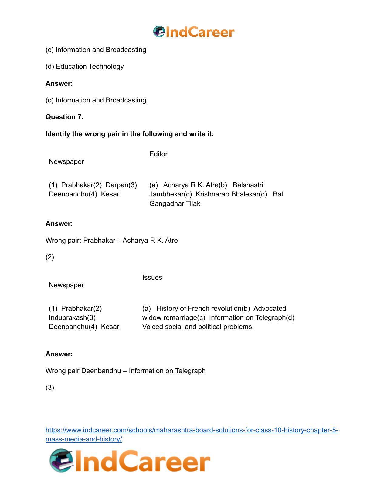 Maharashtra Board Solutions for Class 10- History: Chapter 5- Mass Media and History - Page 14
