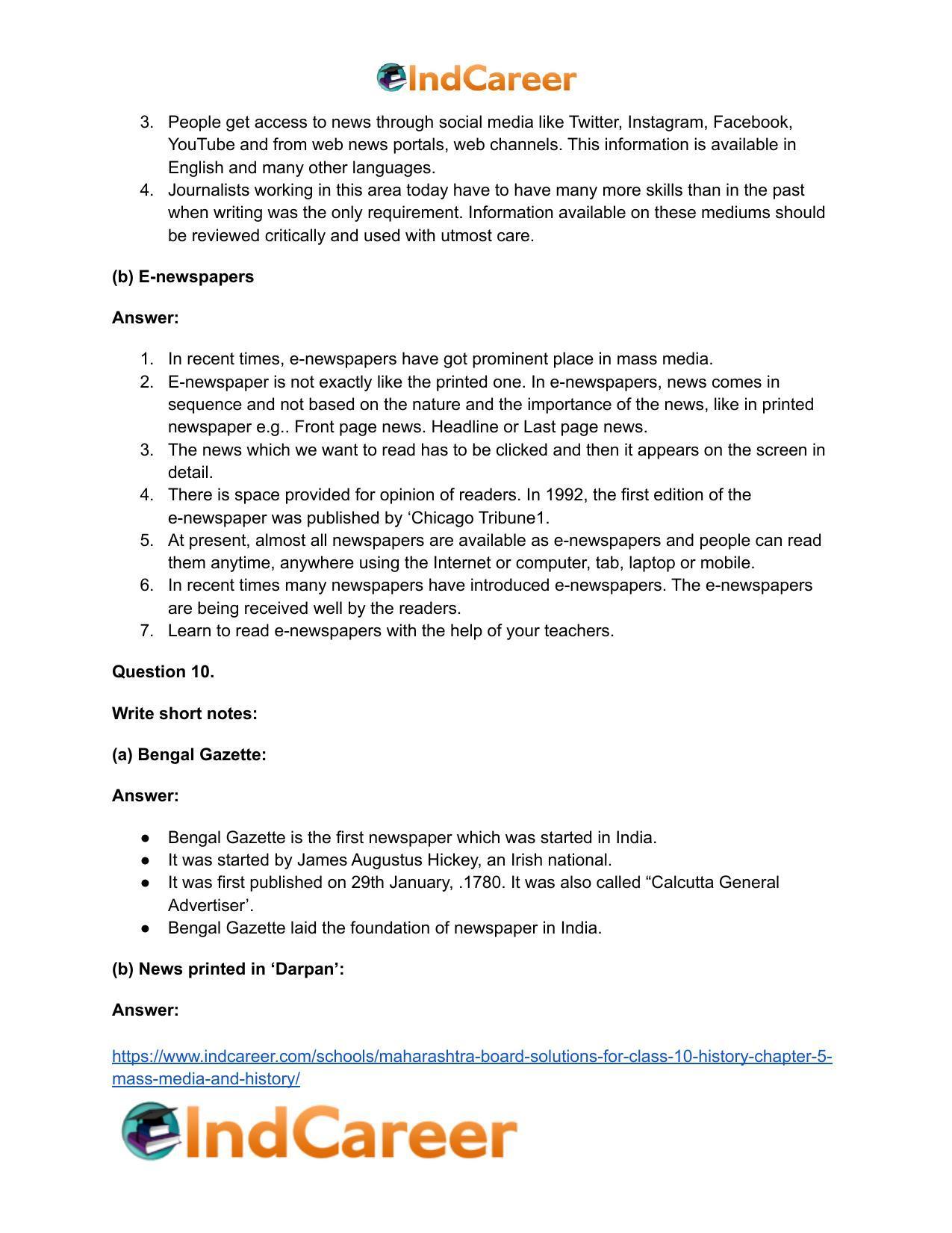 Maharashtra Board Solutions for Class 10- History: Chapter 5- Mass Media and History - Page 18