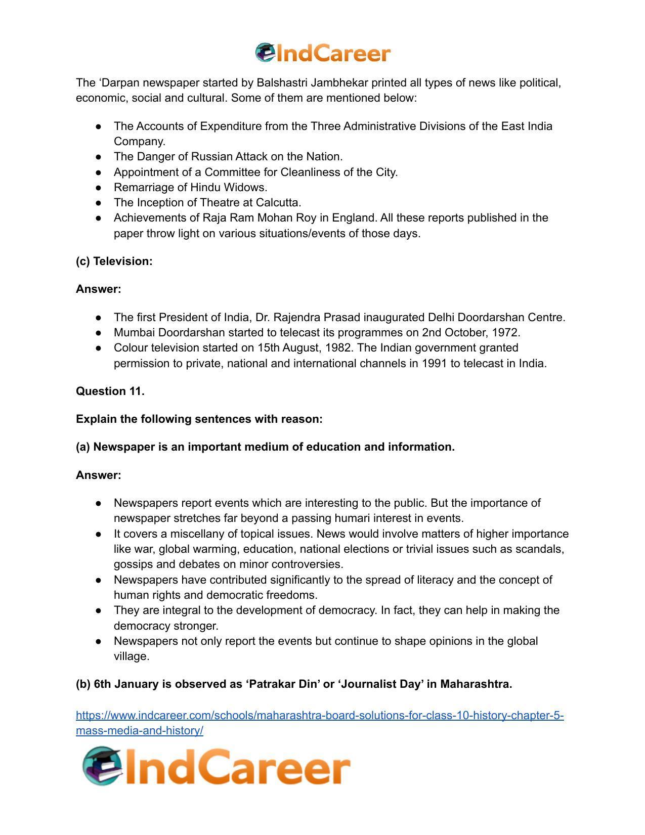 Maharashtra Board Solutions for Class 10- History: Chapter 5- Mass Media and History - Page 19
