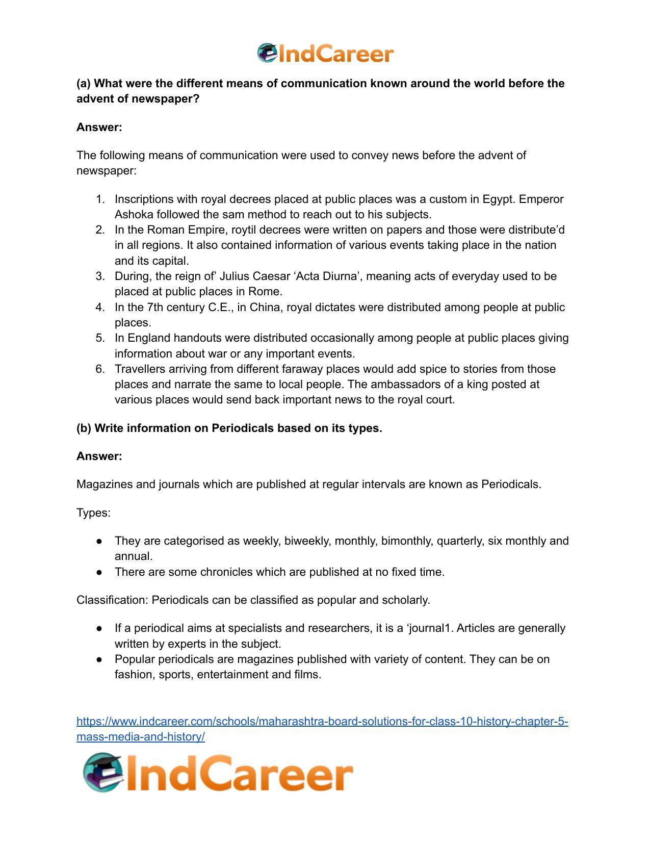 Maharashtra Board Solutions for Class 10- History: Chapter 5- Mass Media and History - Page 23