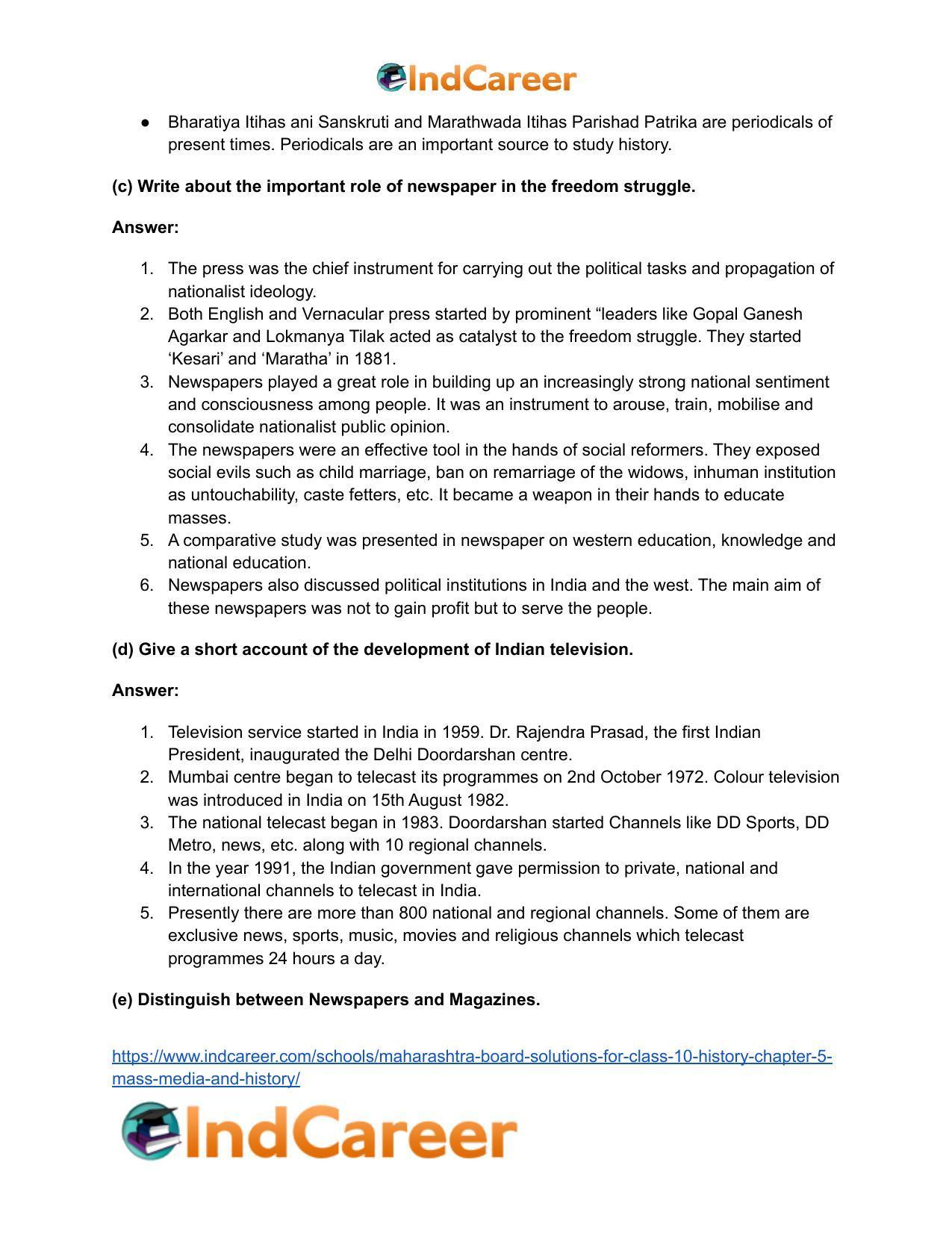 Maharashtra Board Solutions for Class 10- History: Chapter 5- Mass Media and History - Page 24