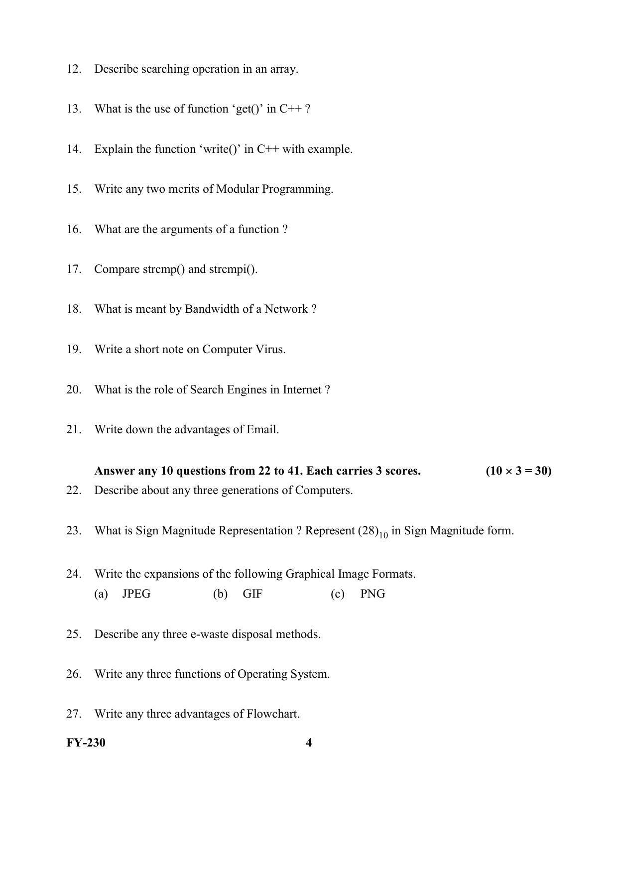 Kerala Plus One (Class 11th) Computer Science Question Paper 2021 - Page 4