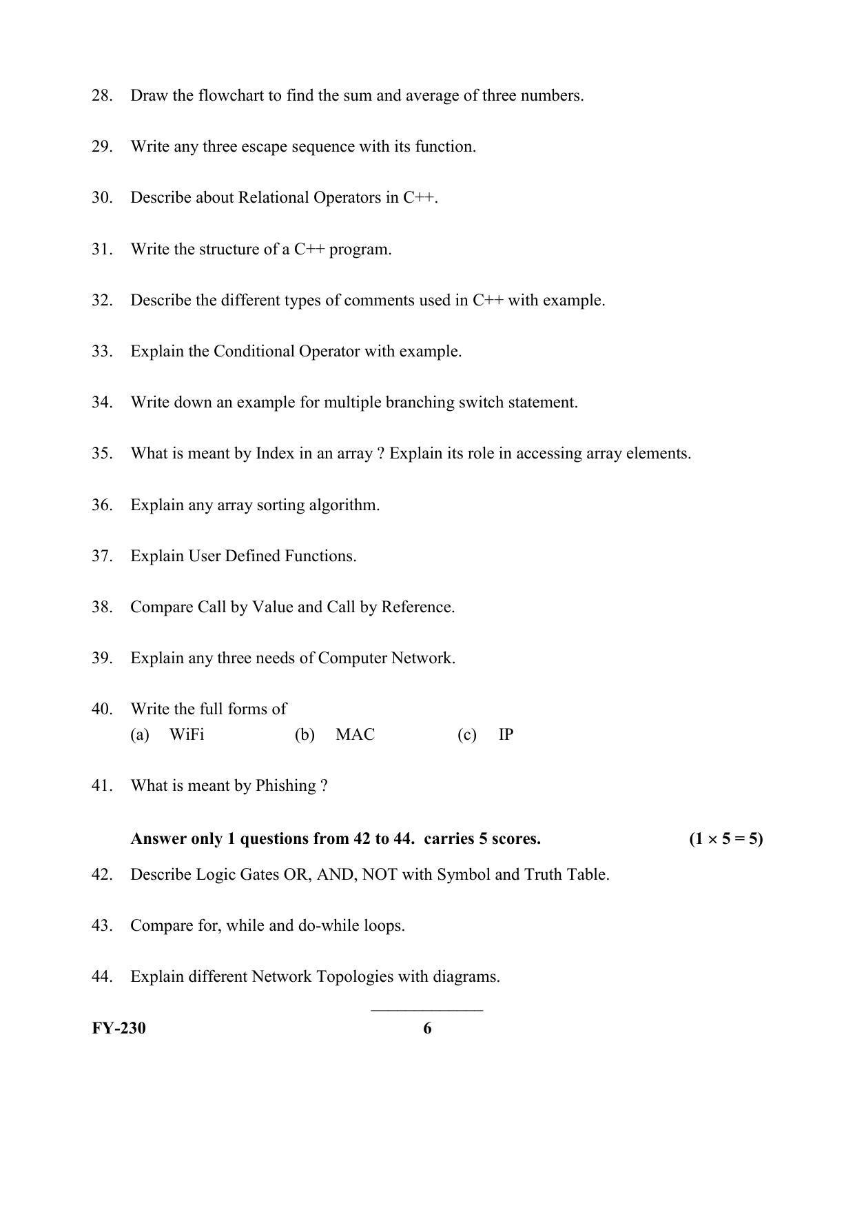 Kerala Plus One (Class 11th) Computer Science Question Paper 2021 - Page 6