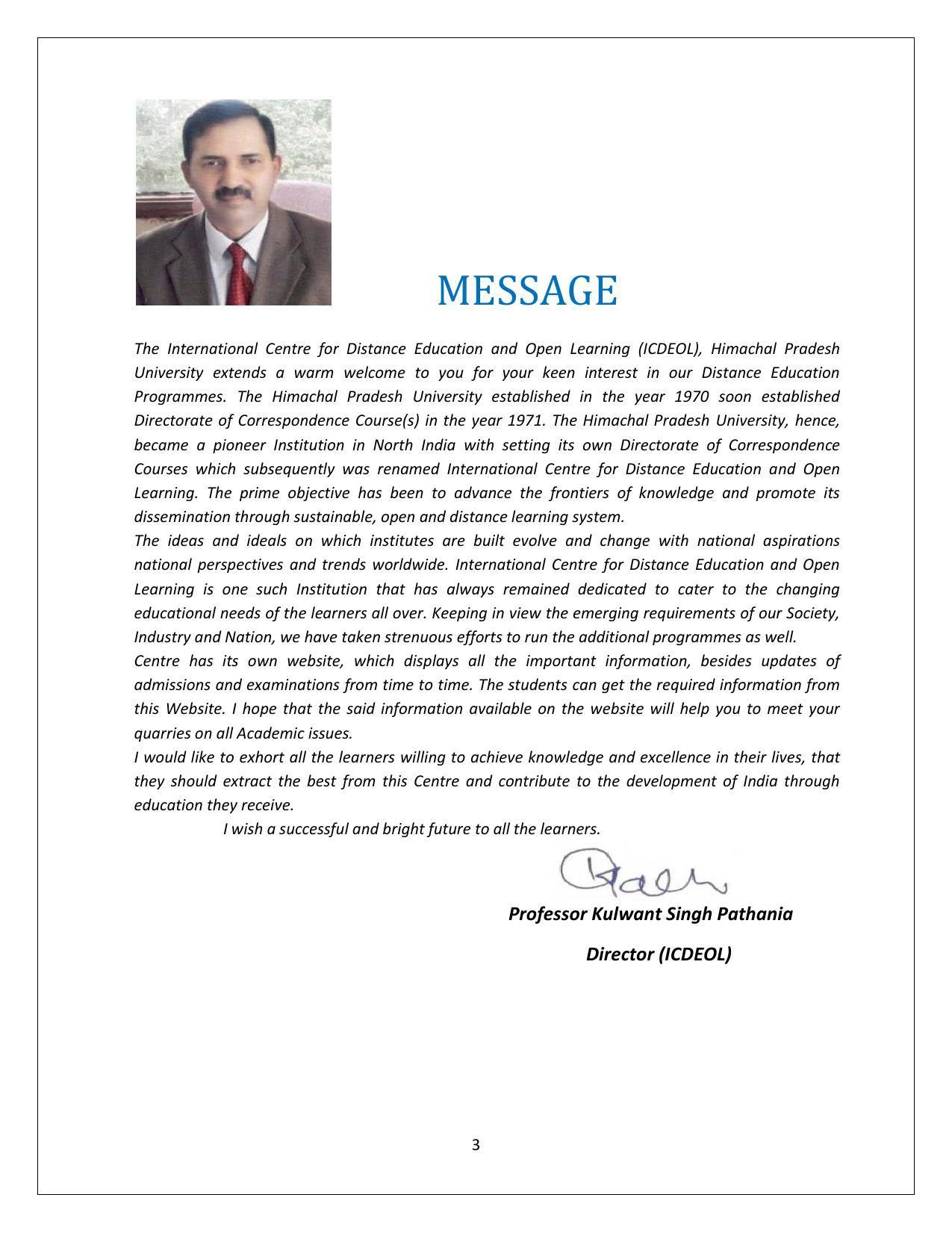 Himachal Pradesh University (HPU), Shimla B.Ed 2021-22 (Prospectus) - Page 3
