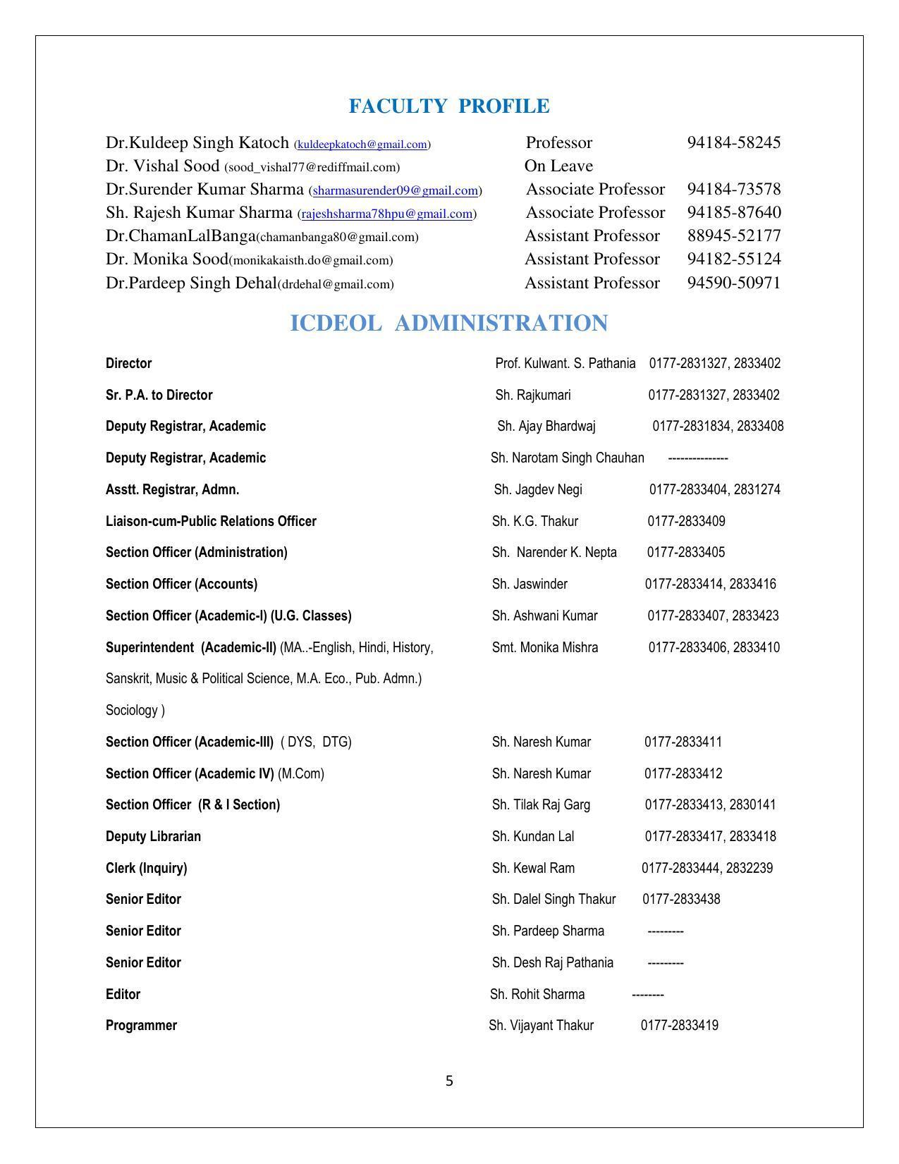 Himachal Pradesh University (HPU), Shimla B.Ed 2021-22 (Prospectus) - Page 5