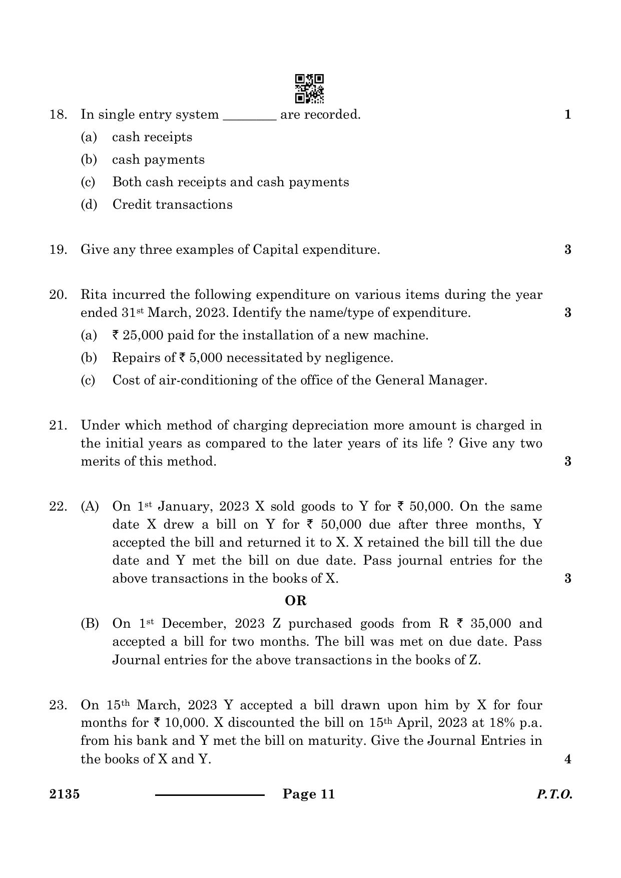CBSE Class 10 Elements Of Book-Keeping & Accountancy 2024 Question Paper - Page 11