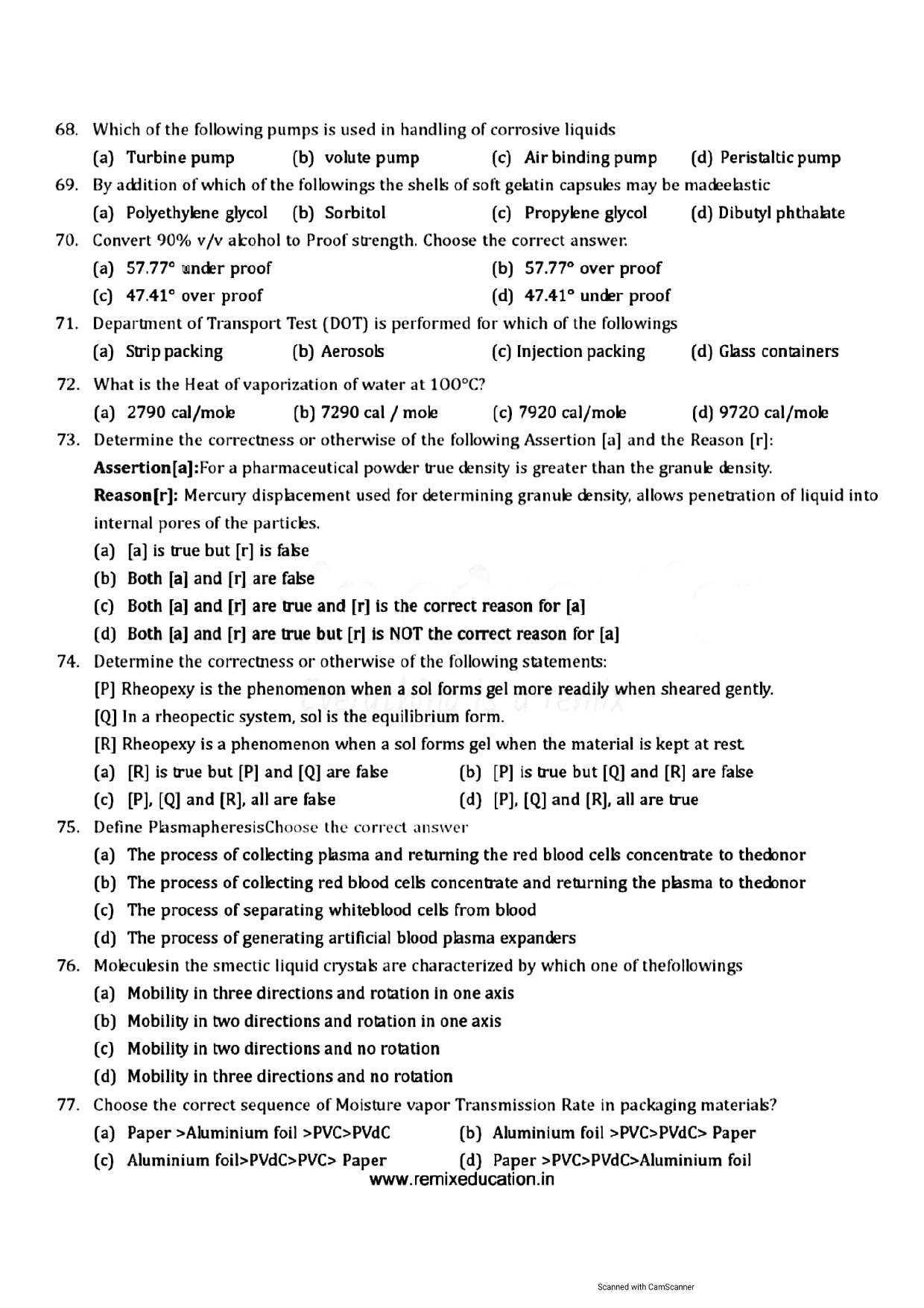 GPAT 2011 Question Paper with Answer Key - Page 8