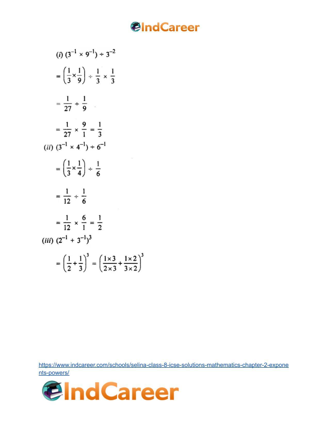Selina Class 8 ICSE Solutions Mathematics : Chapter 2- Exponents (Powers) - Page 4
