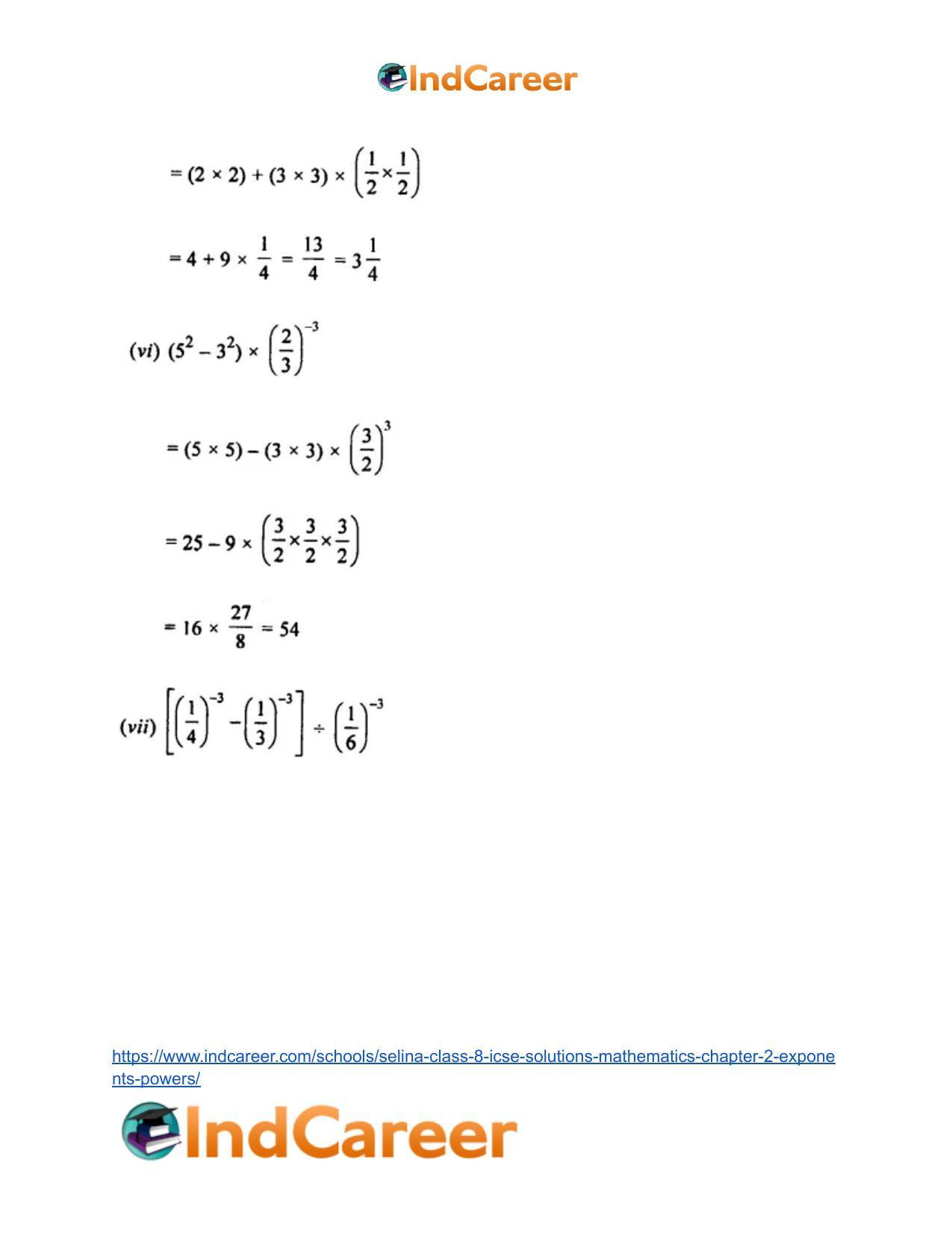 Selina Class 8 ICSE Solutions Mathematics : Chapter 2- Exponents (Powers) - Page 6