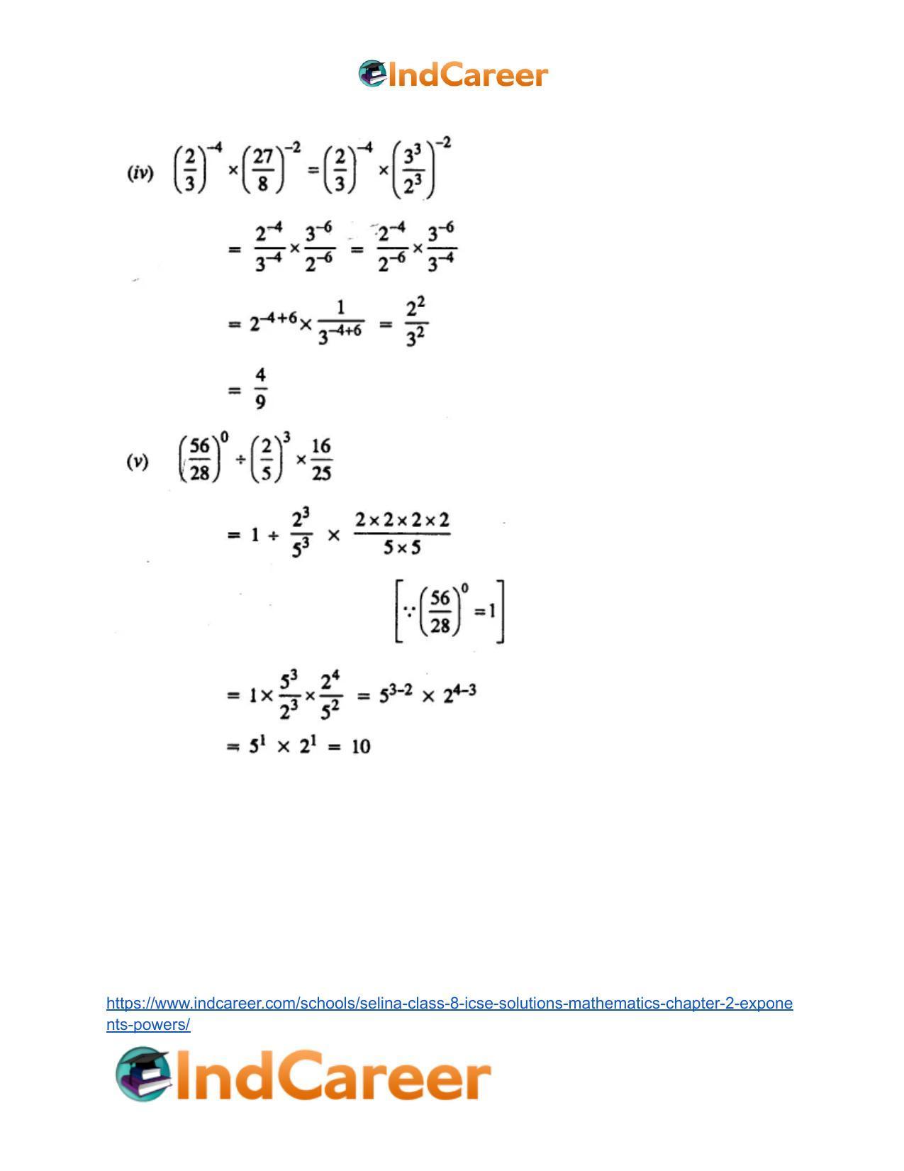 Selina Class 8 ICSE Solutions Mathematics : Chapter 2- Exponents (Powers) - Page 14