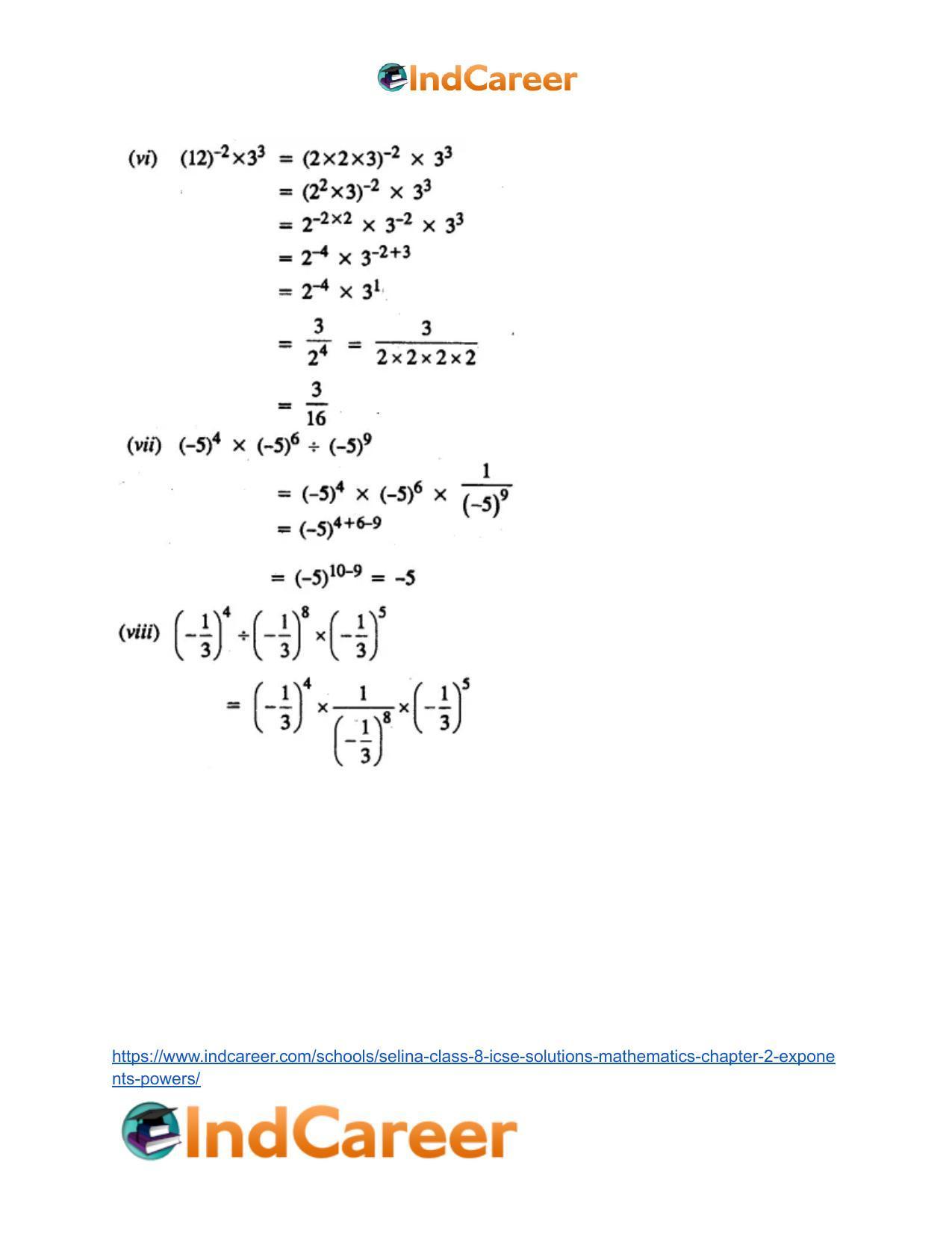 Selina Class 8 ICSE Solutions Mathematics : Chapter 2- Exponents (Powers) - Page 15