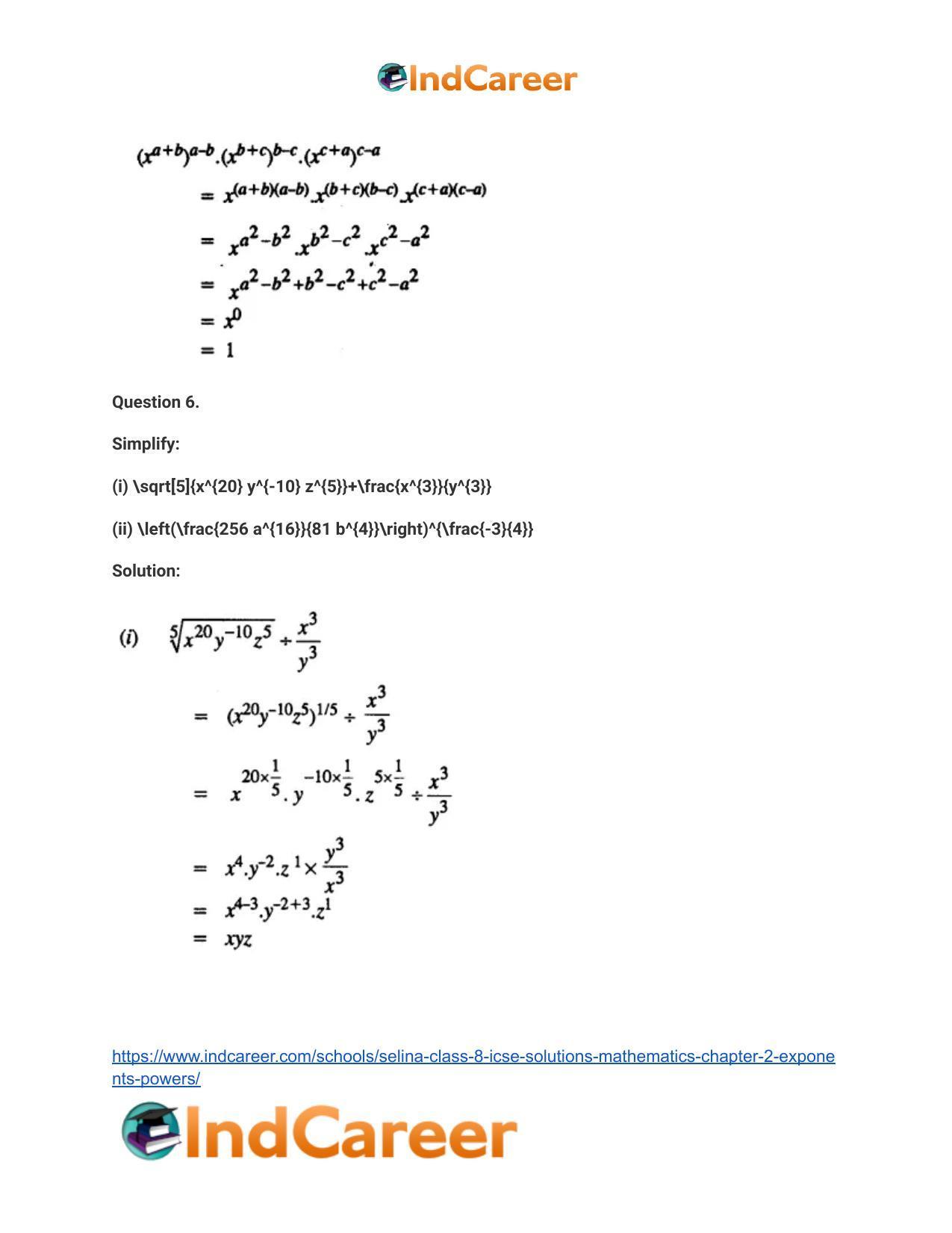 Selina Class 8 ICSE Solutions Mathematics : Chapter 2- Exponents (Powers) - Page 28