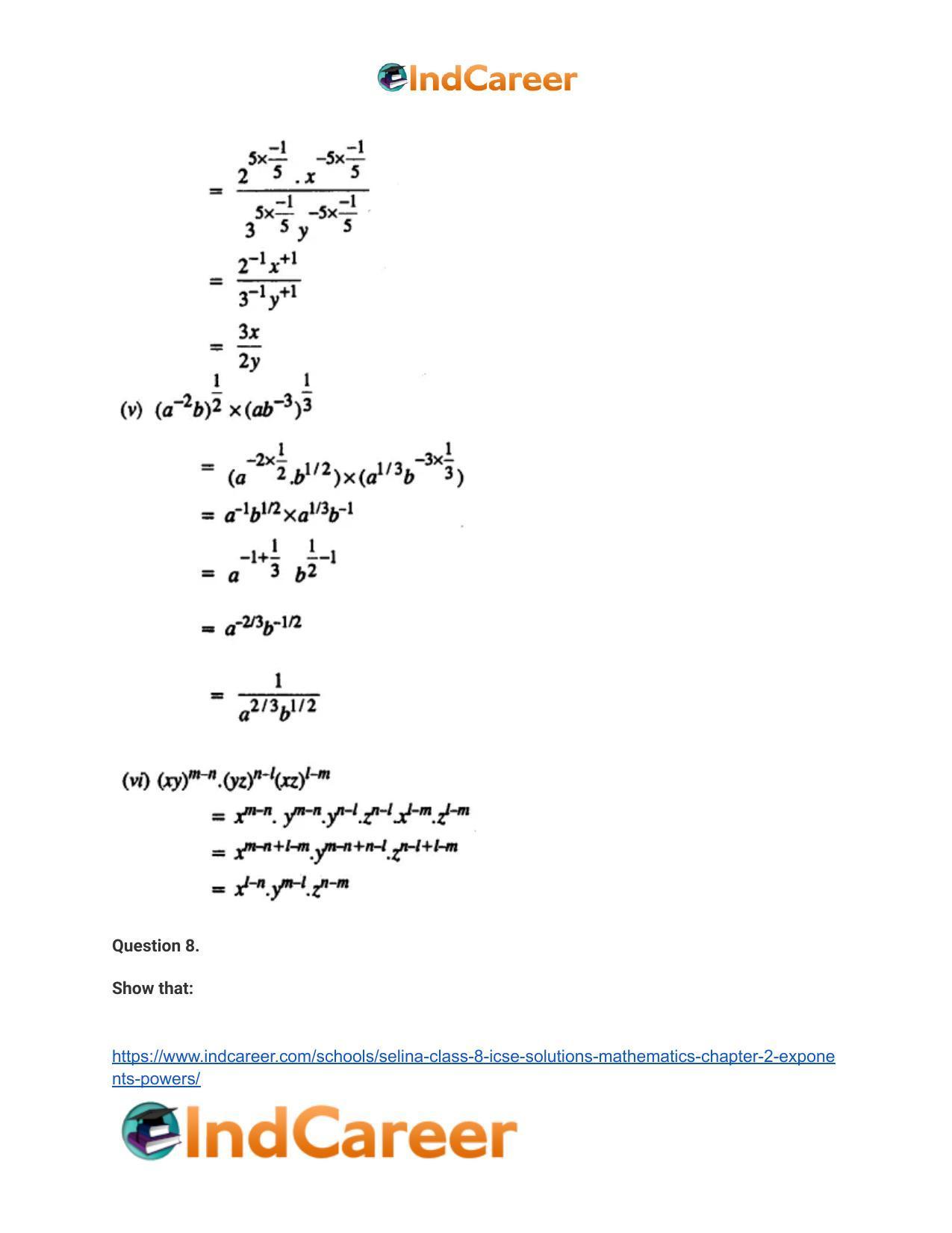 Selina Class 8 ICSE Solutions Mathematics : Chapter 2- Exponents (Powers) - Page 32