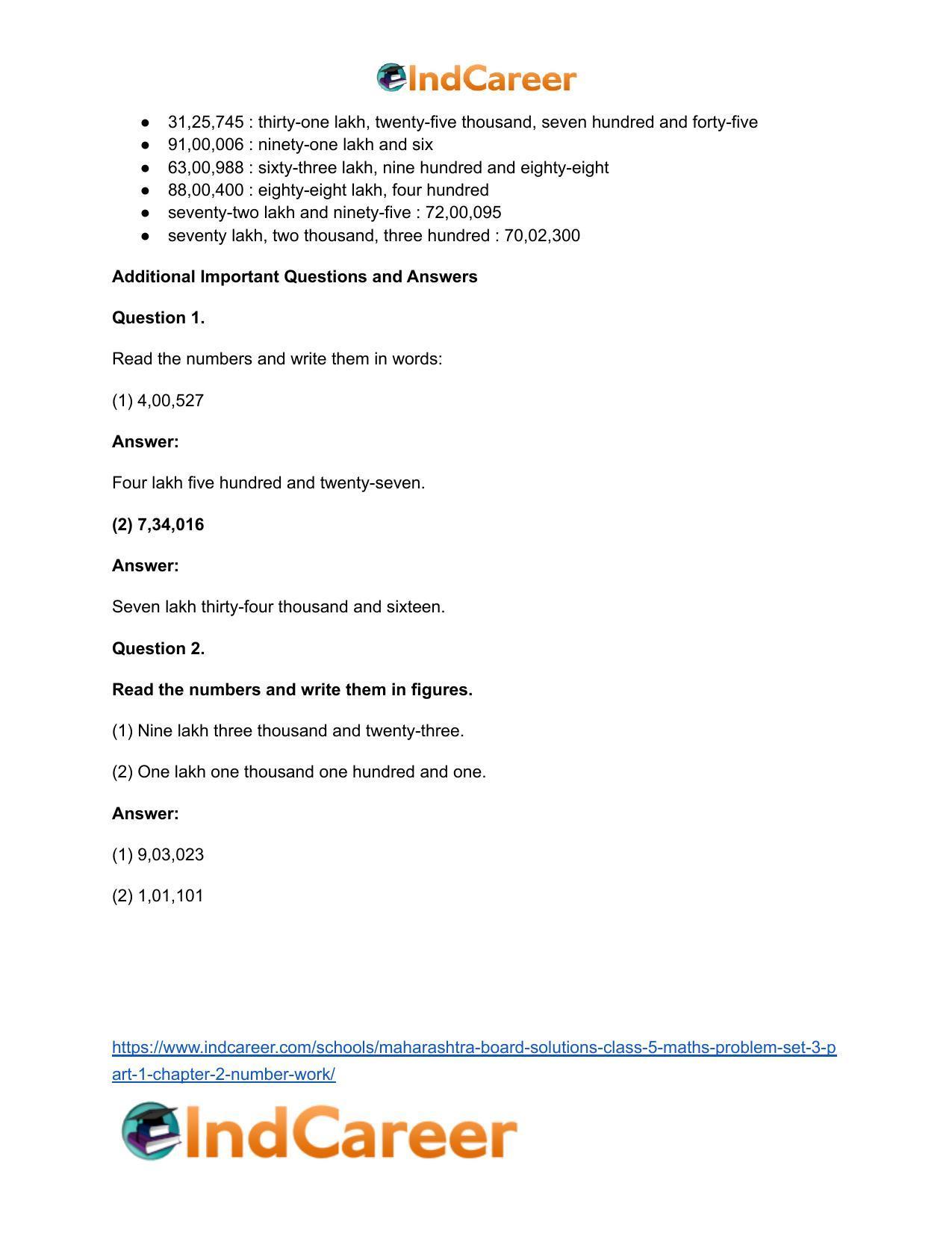 Maharashtra Board Solutions Class 5-Maths (Problem Set 3) - Part 1: Chapter 2- Number Work - Page 5