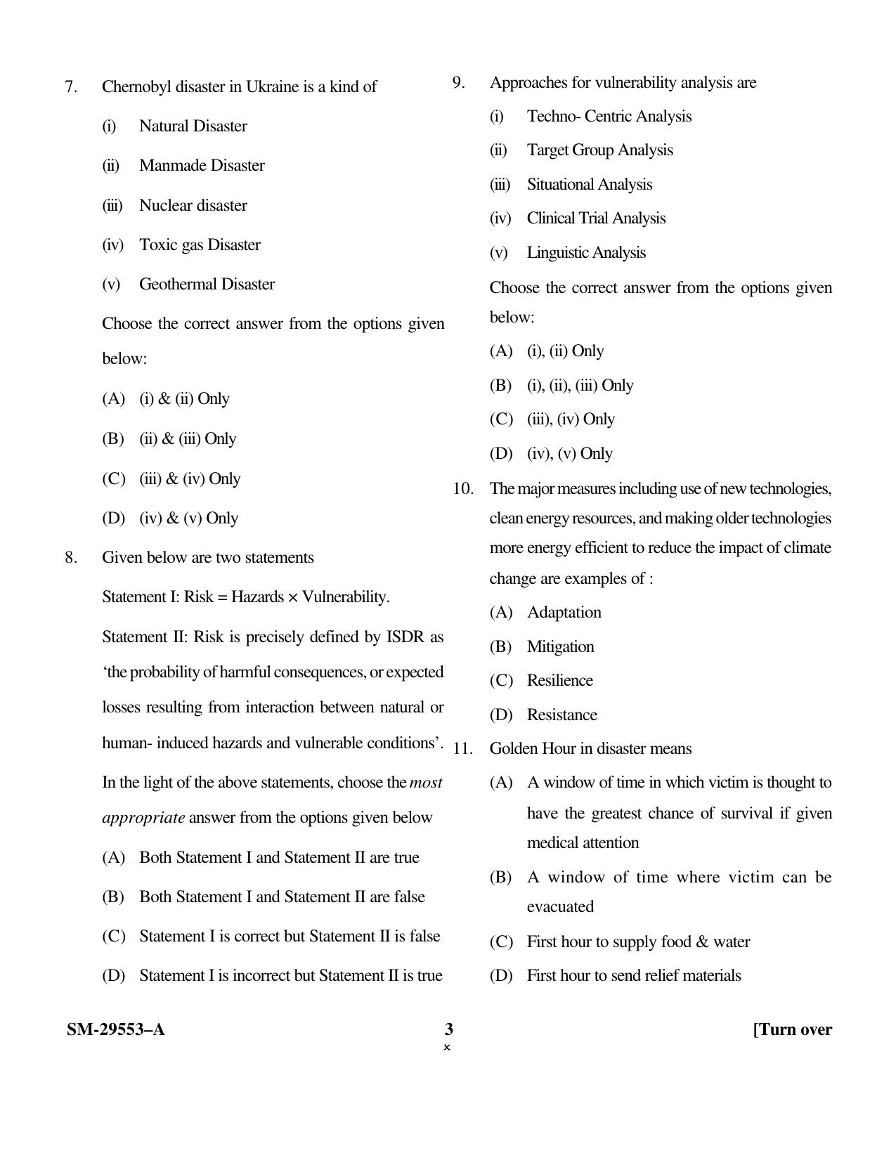 KUET 2023 M.Sc. Disaster Management Question Paper - Page 3