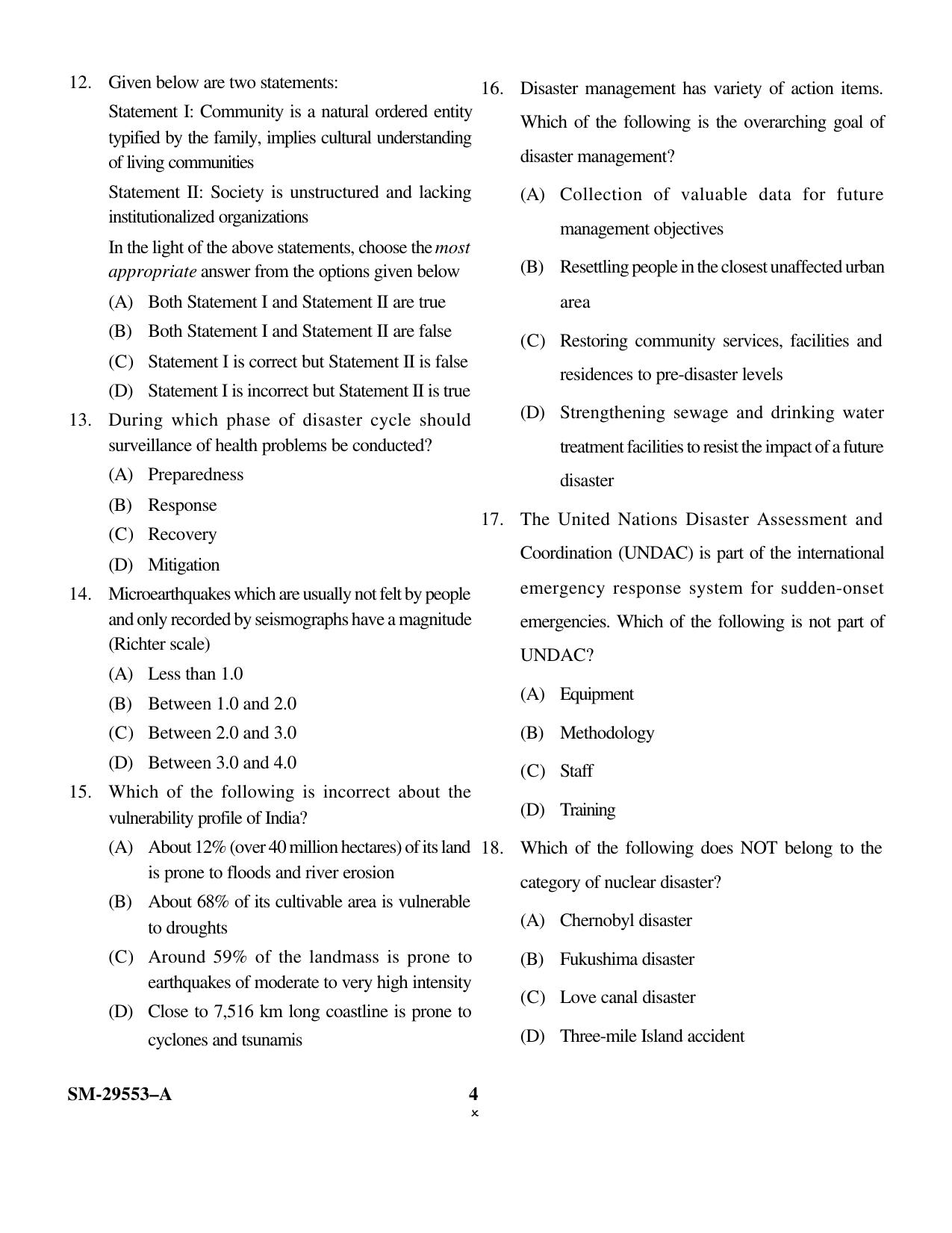 KUET 2023 M.Sc. Disaster Management Question Paper - Page 4